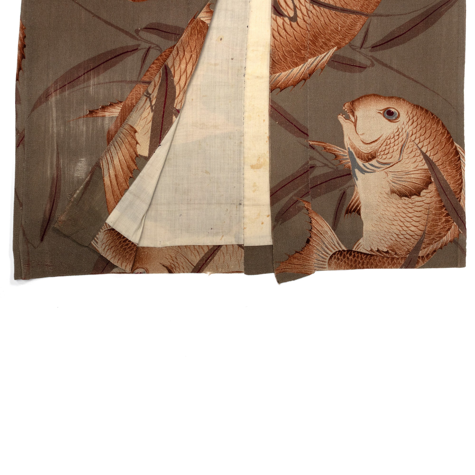 Mens Vintage Chirimen Silk Nagajuban with Lucky Tai