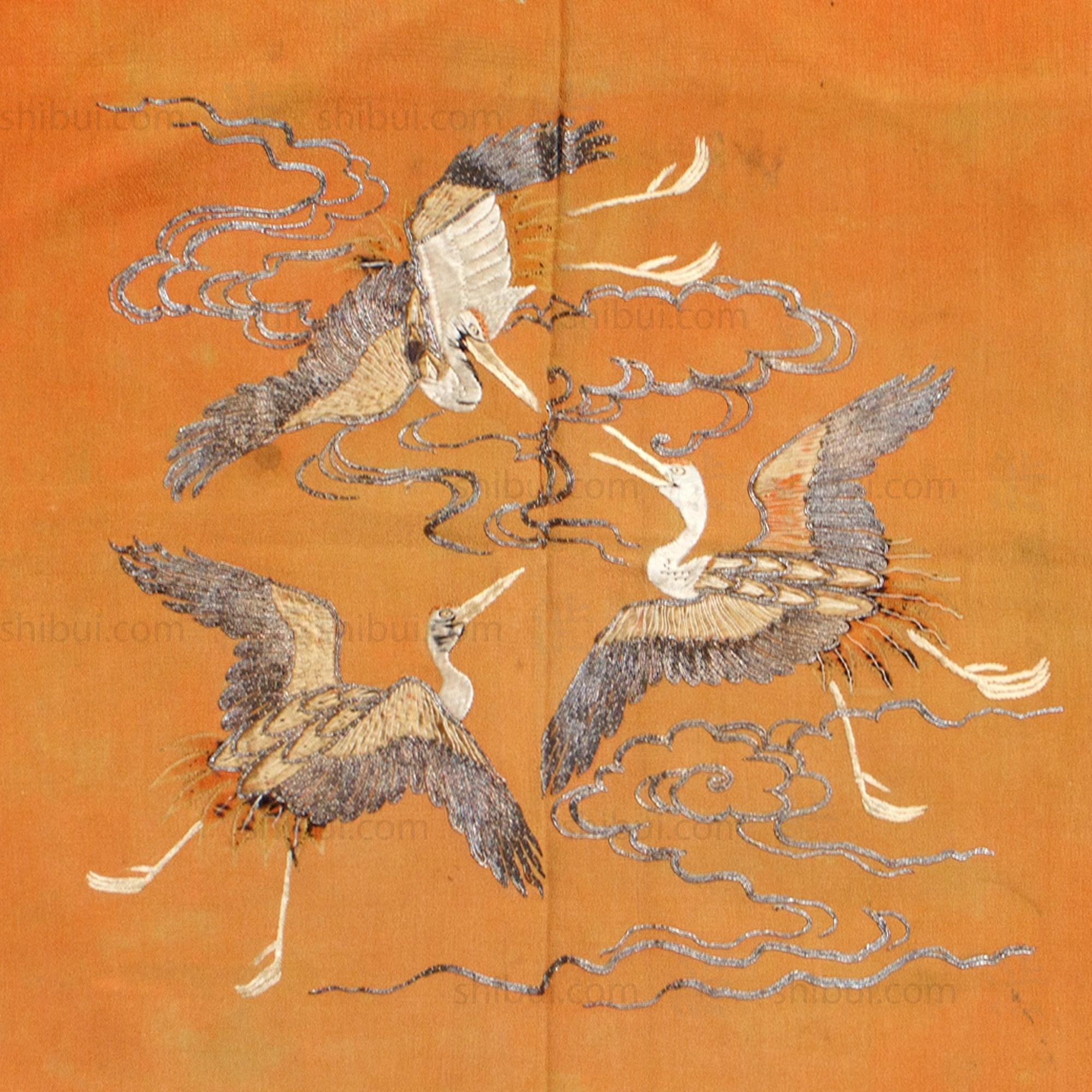 Crane Fukusa Japanese Antique Gift Cover