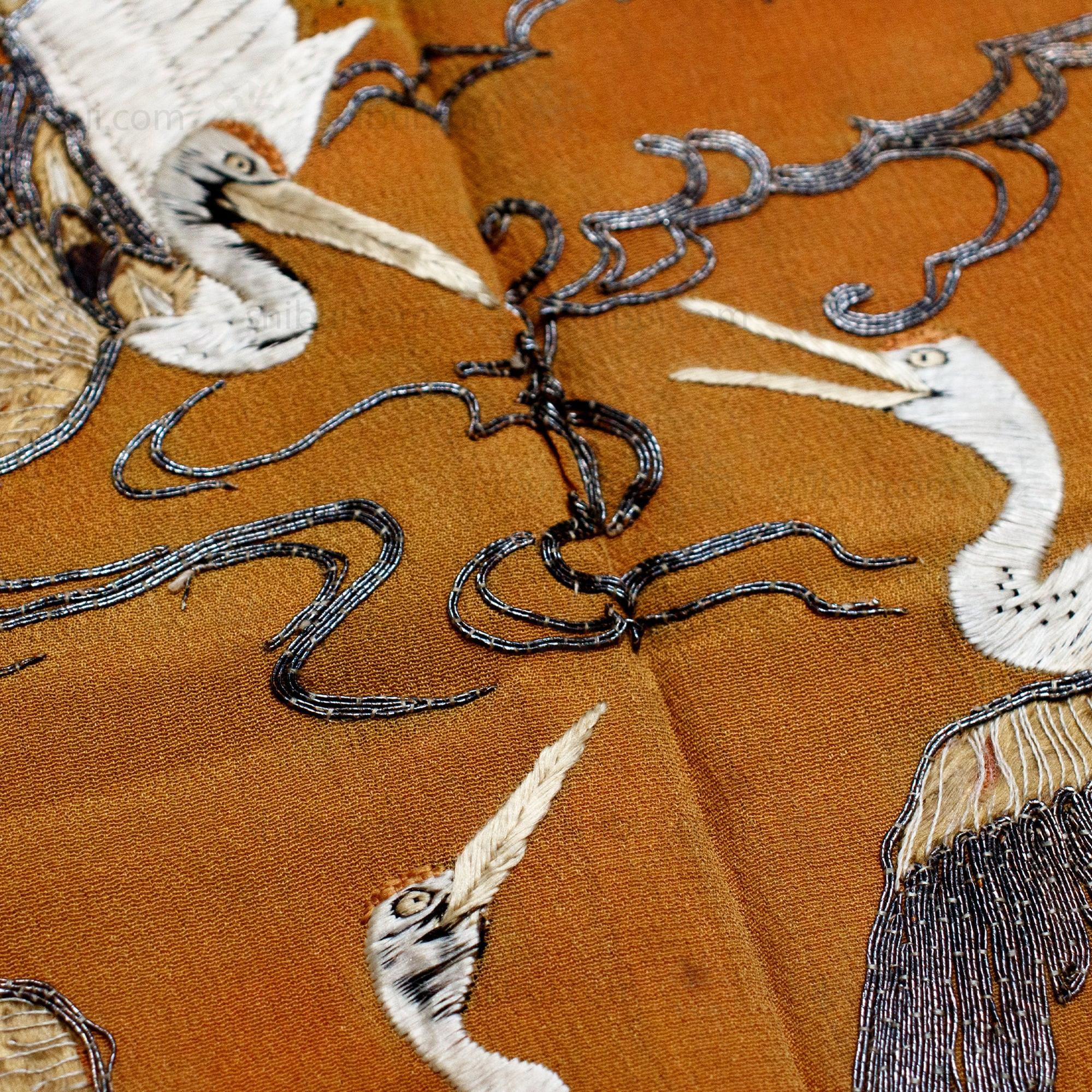 Crane Fukusa Japanese Antique Gift Cover