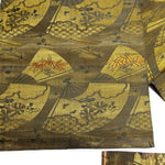 Fan & Pine Needle - Japanese Silk Brocade Maru Obi