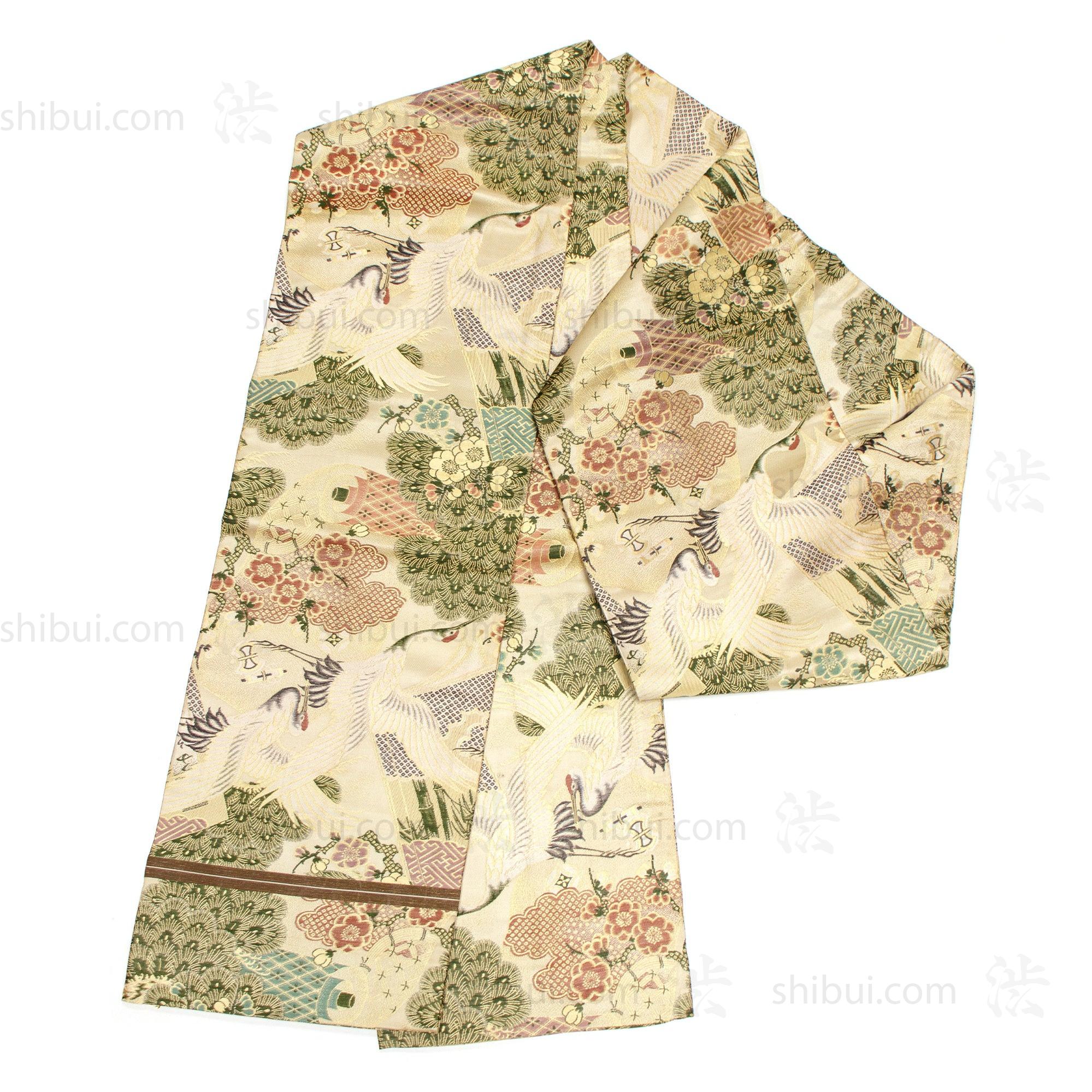 Japanese Silk Brocade Maru Obi with Pine