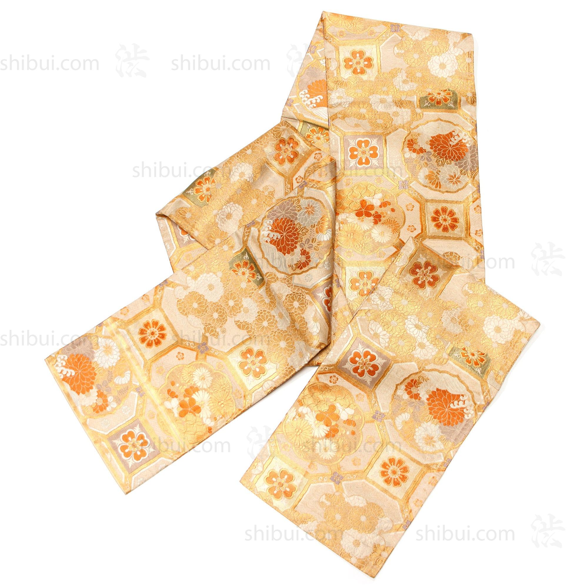 Golden Japanese Silk Brocade Maru Obi