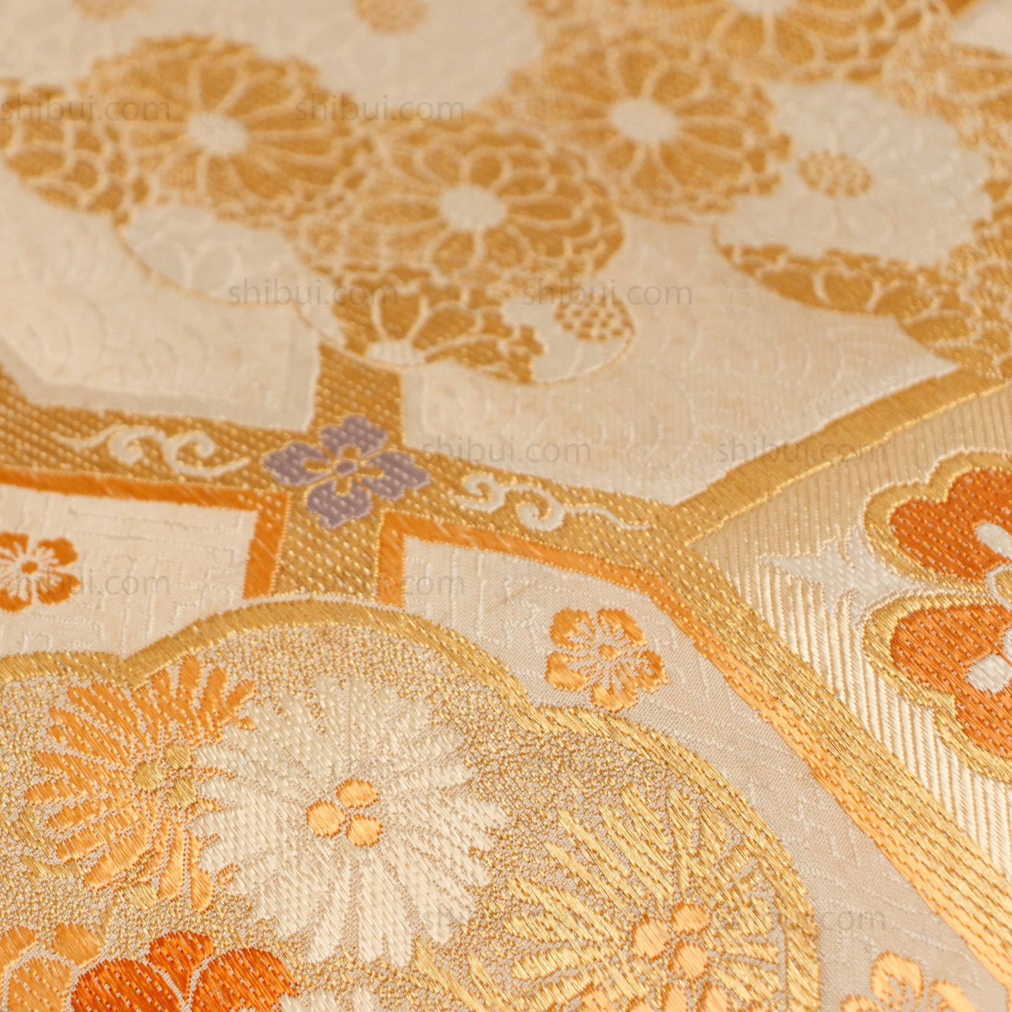 Golden Japanese Silk Brocade Maru Obi