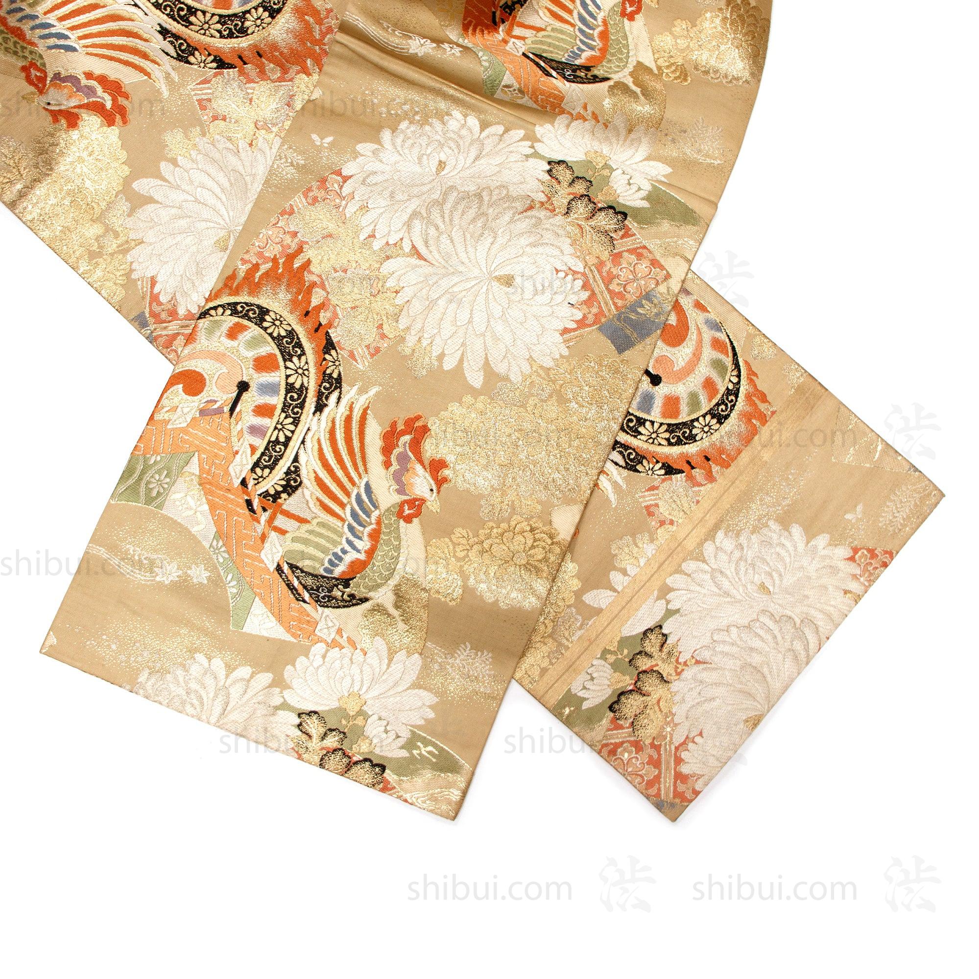 Japanese Silk Brocade Maru Obi with Phoenix