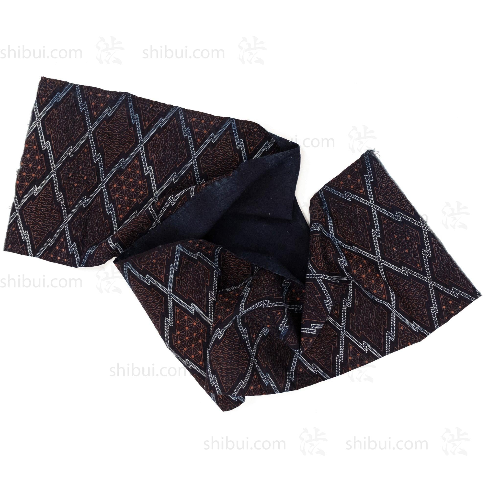 Japanese Indigo Katazome Panel Textile Orange Diamond