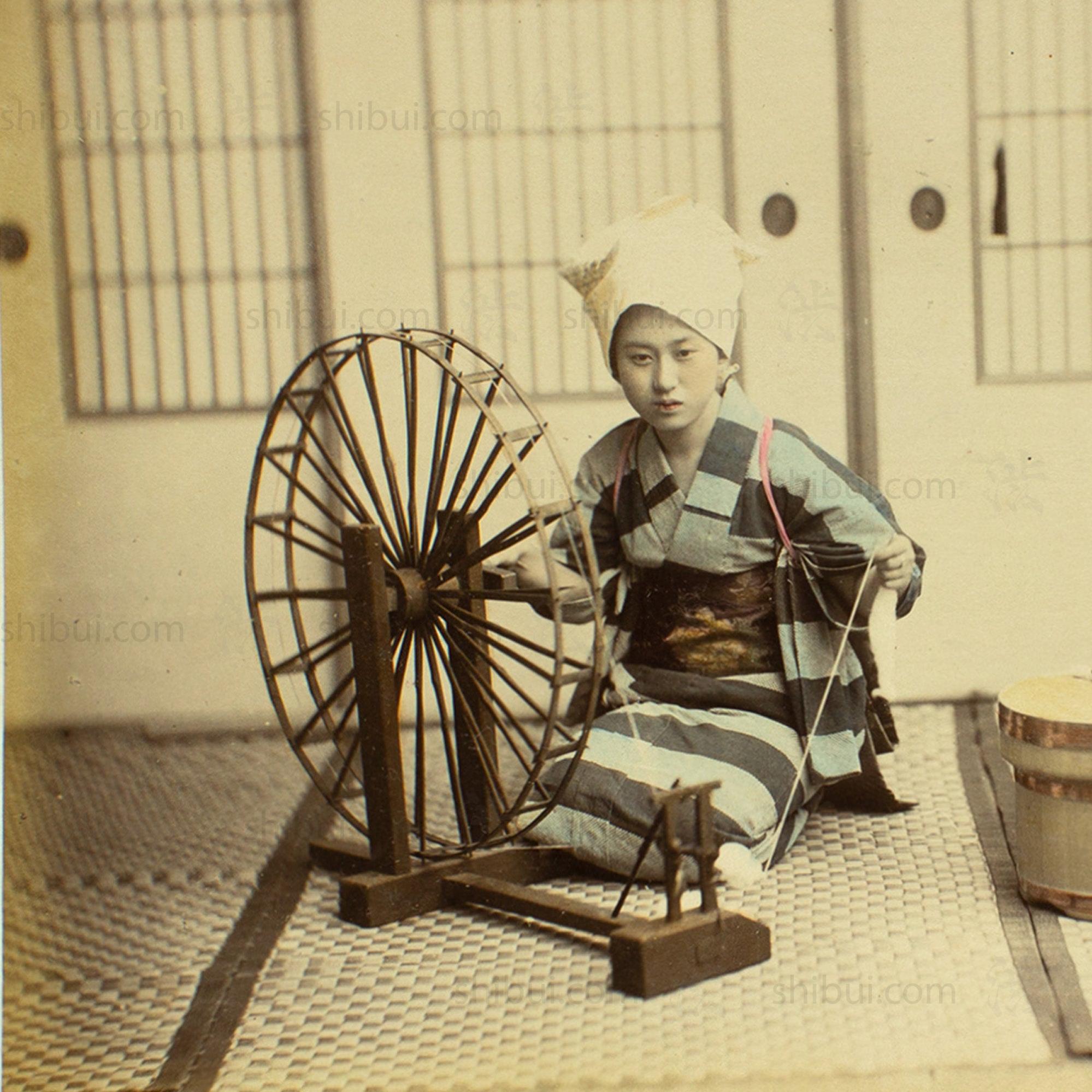 Thread Makers | Japanese Antique Hand Tinted Albumen Photo