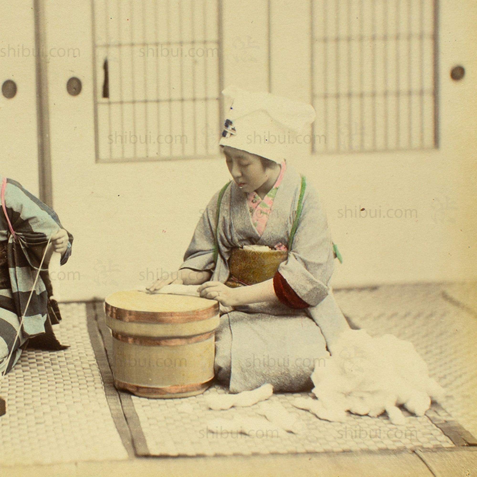 Thread Makers | Japanese Antique Hand Tinted Albumen Photo