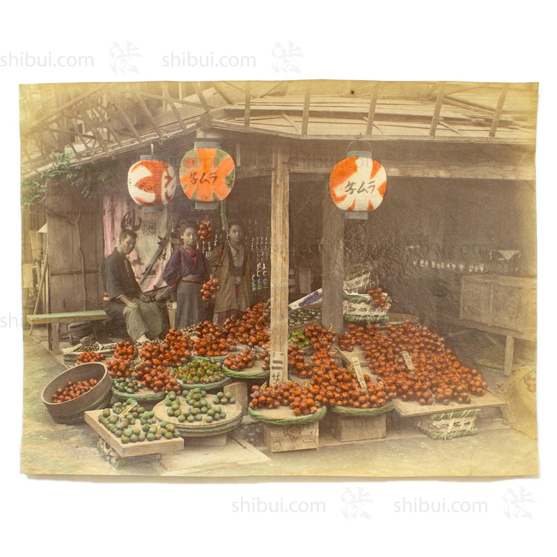 Vegetable Shop |  Japanese Antique Hand Tinted Albumen Photo