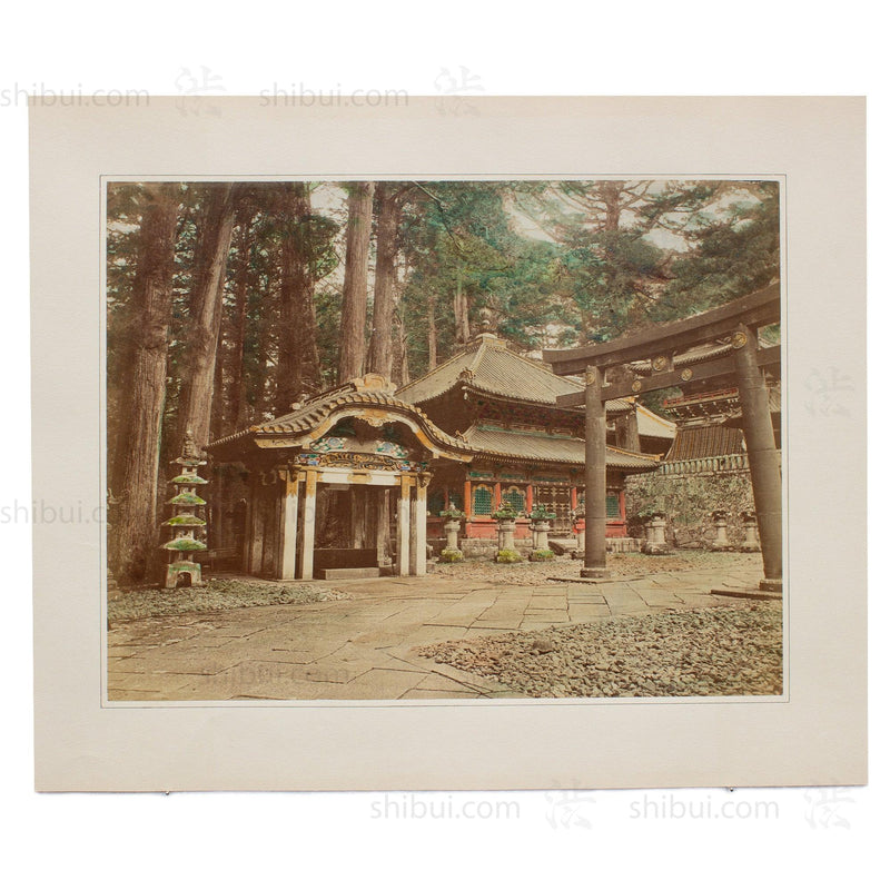 Hand Tinted Albumen of Chōzuya & Torii | Antique Japanese Photograph