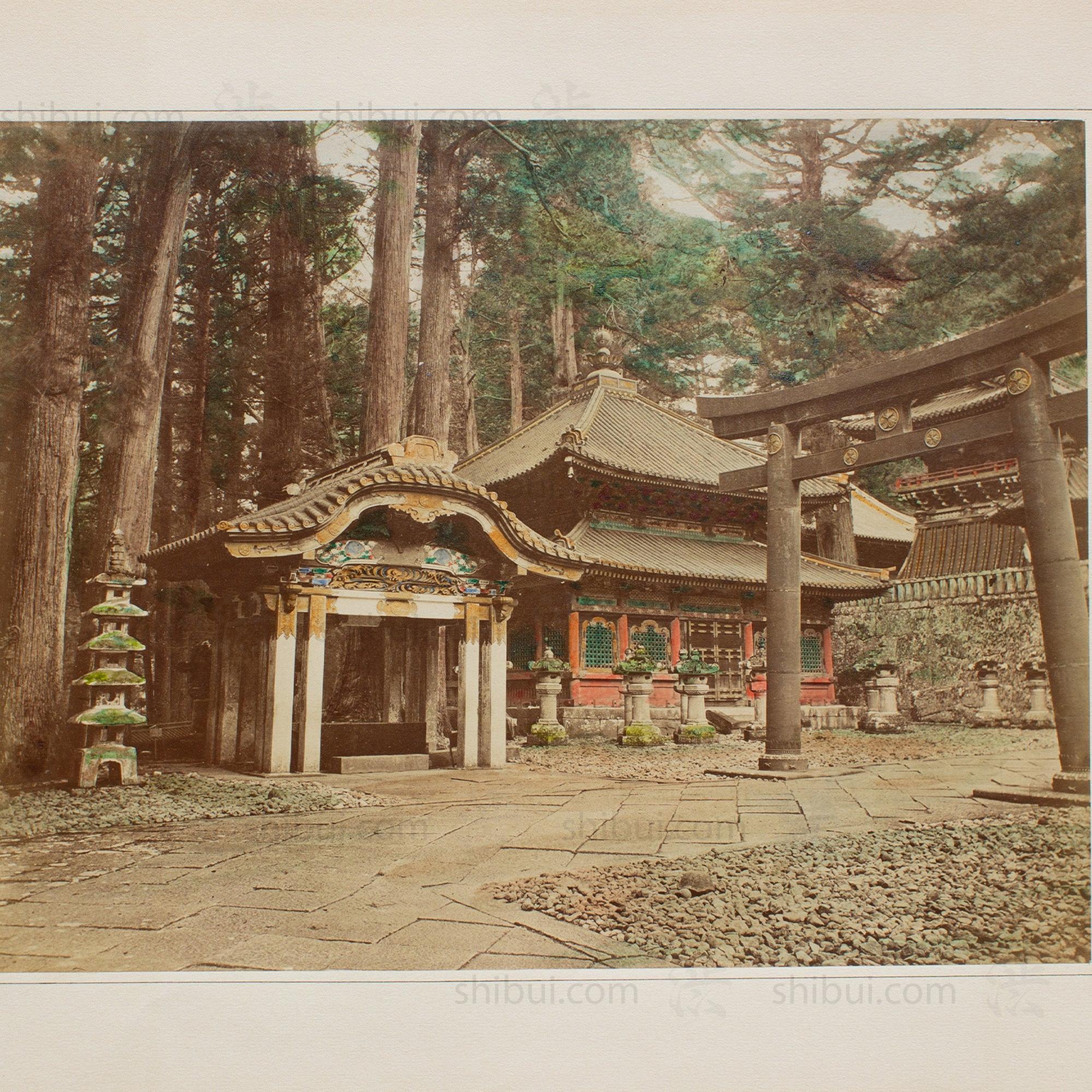Hand Tinted Albumen of Chōzuya & Torii | Antique Japanese Photograph