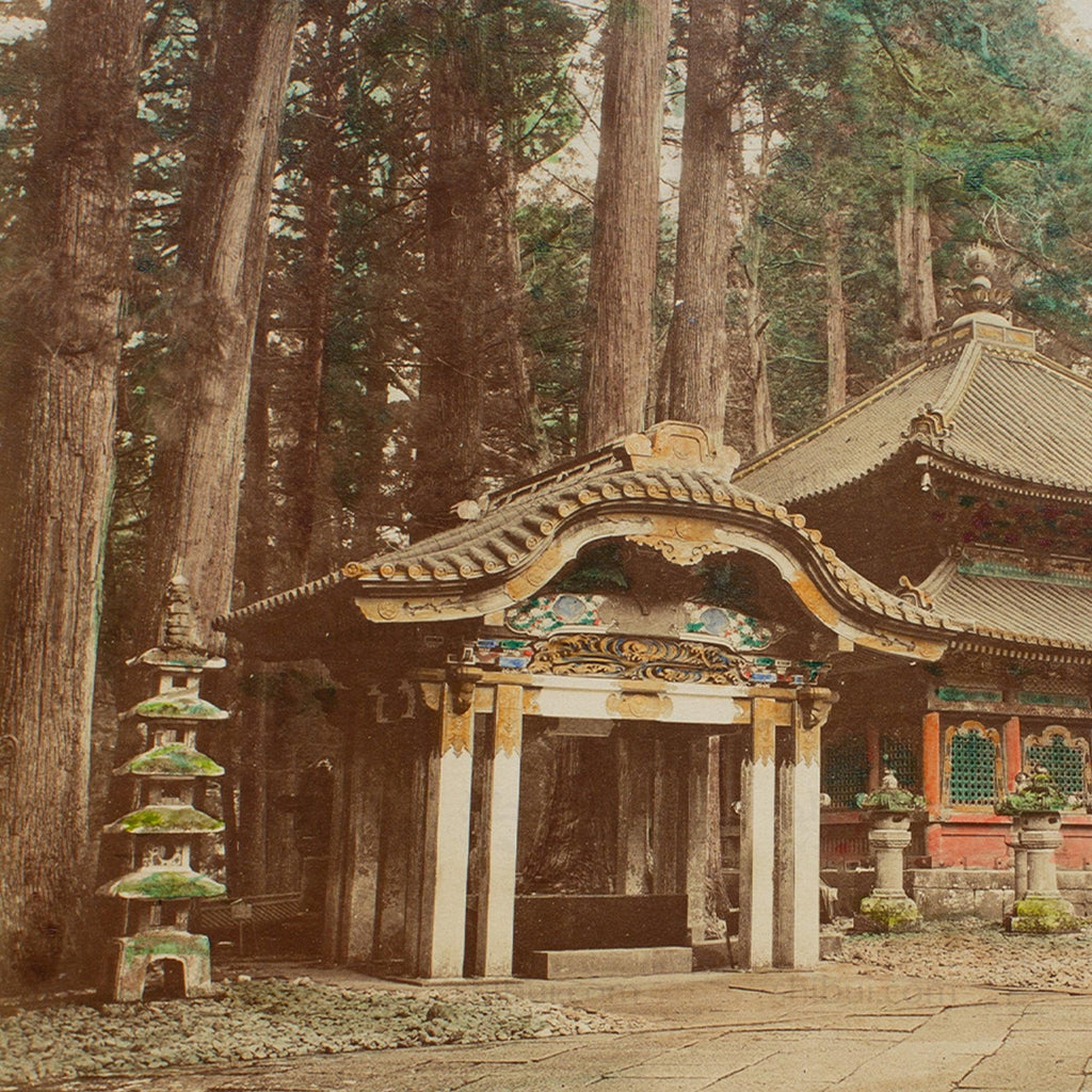 Hand Tinted Albumen of Chōzuya & Torii | Antique Japanese