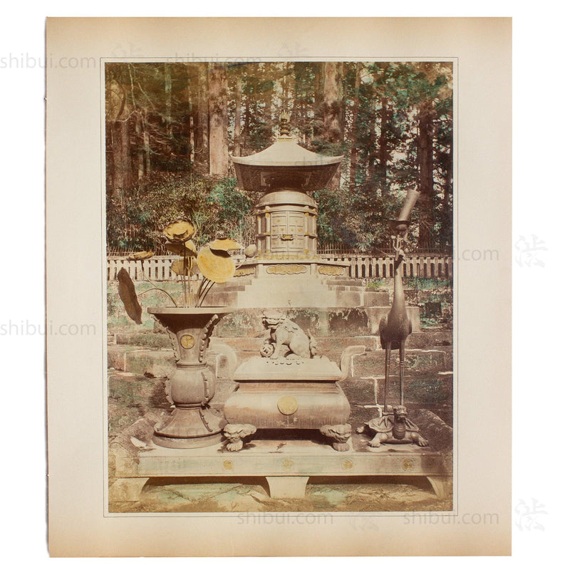 Hand Tinted Albumen of Tokugawa Ieyasu's Urn | Antique Japanese Photograph