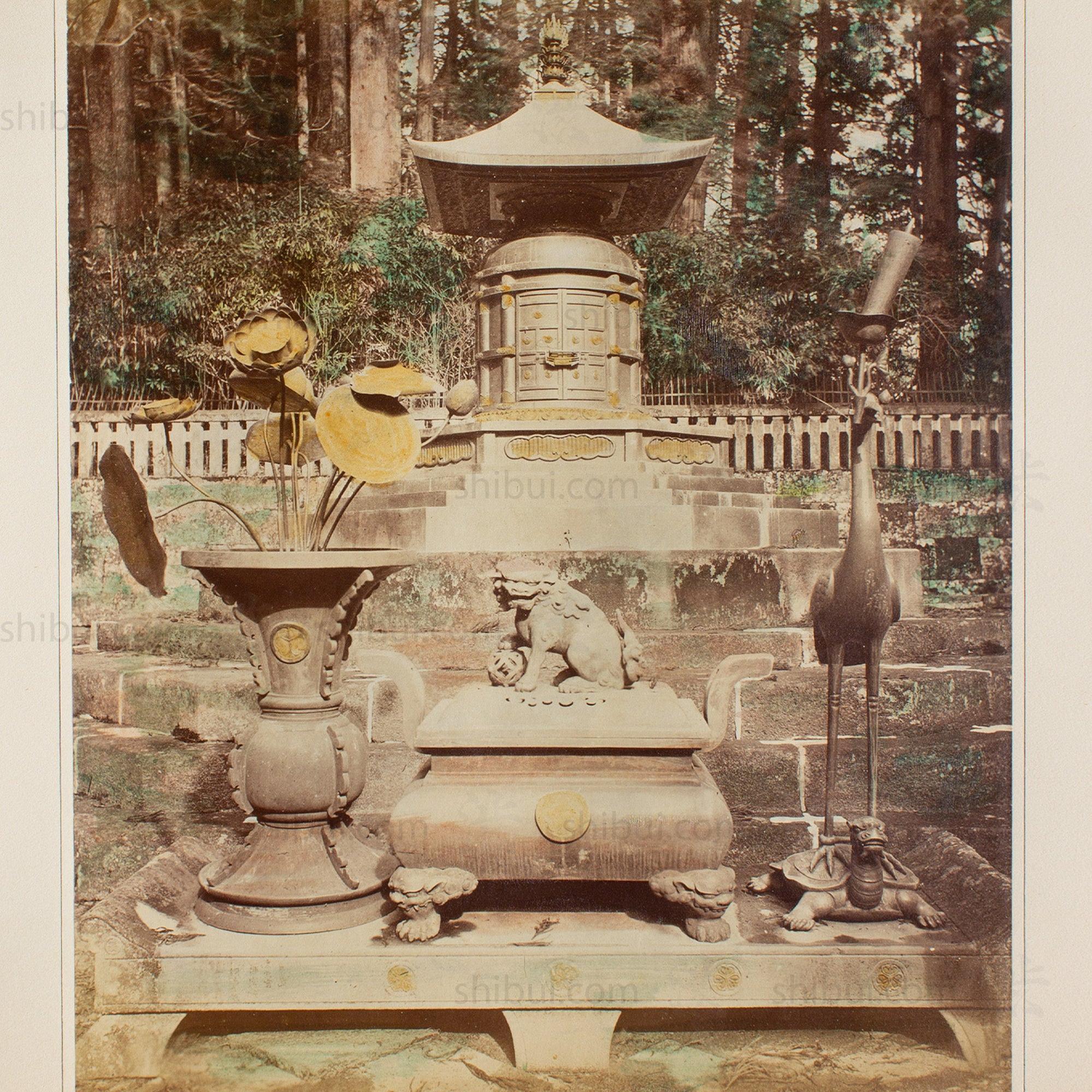 Hand Tinted Albumen of Tokugawa Ieyasu's Urn | Antique Japanese Photograph