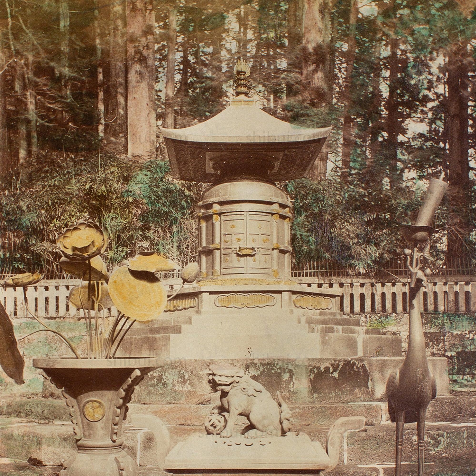 Hand Tinted Albumen of Tokugawa Ieyasu's Urn | Antique Japanese Photograph