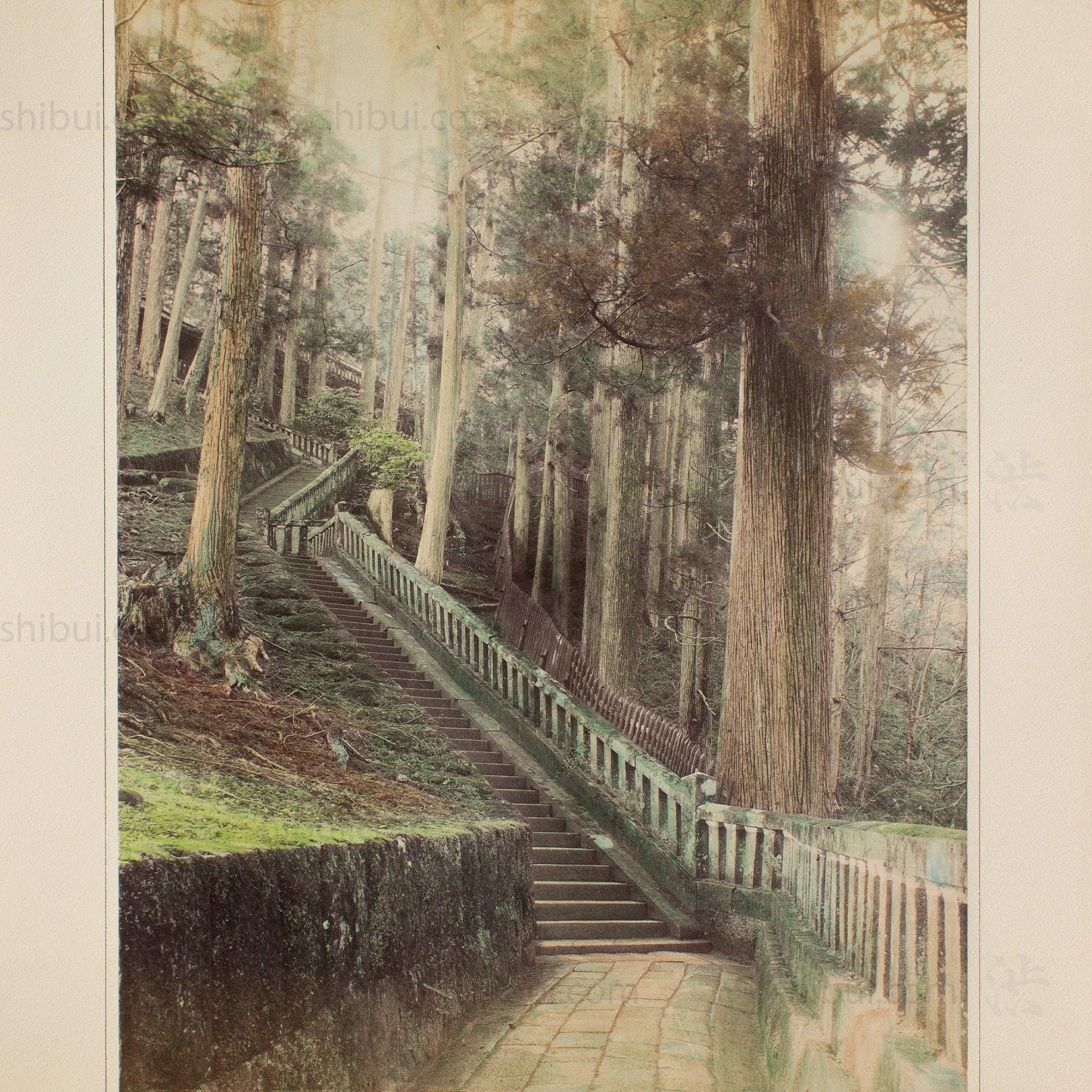 Hand Tinted Albumen of Stone Steps | Antique Japanese Photograph