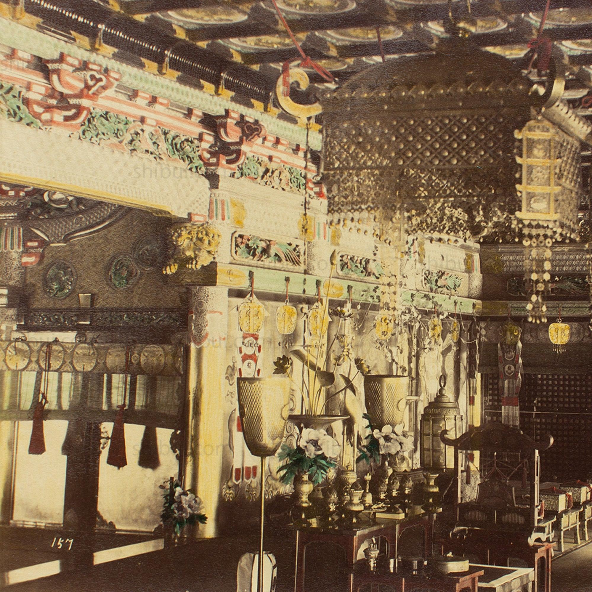 Hand Tinted Albumen of Shrine Table | Antique Japanese Photograph