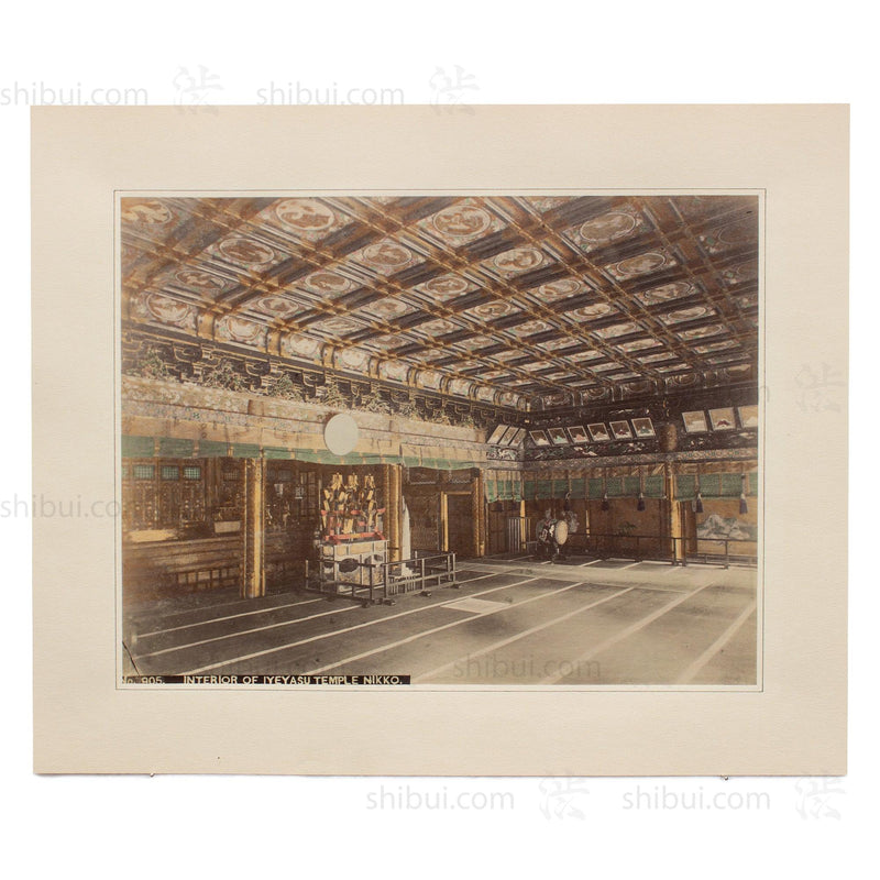 Hand Tinted Albumen of Ieyasu Temple Interior | Antique Japanese Photograph