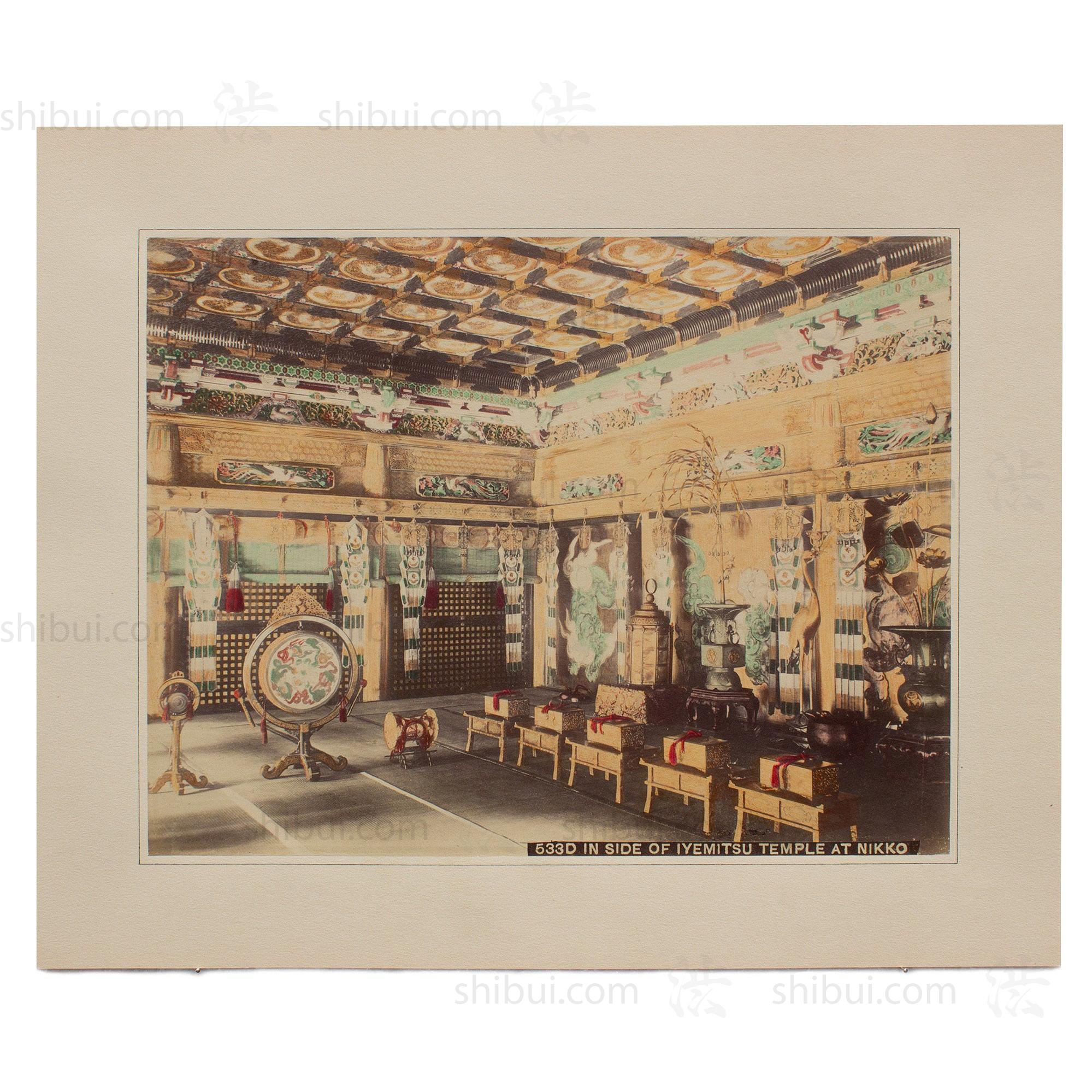 Hand Tinted Albumen of Iemitsu Temple Interior | Antique Japanese Photograph