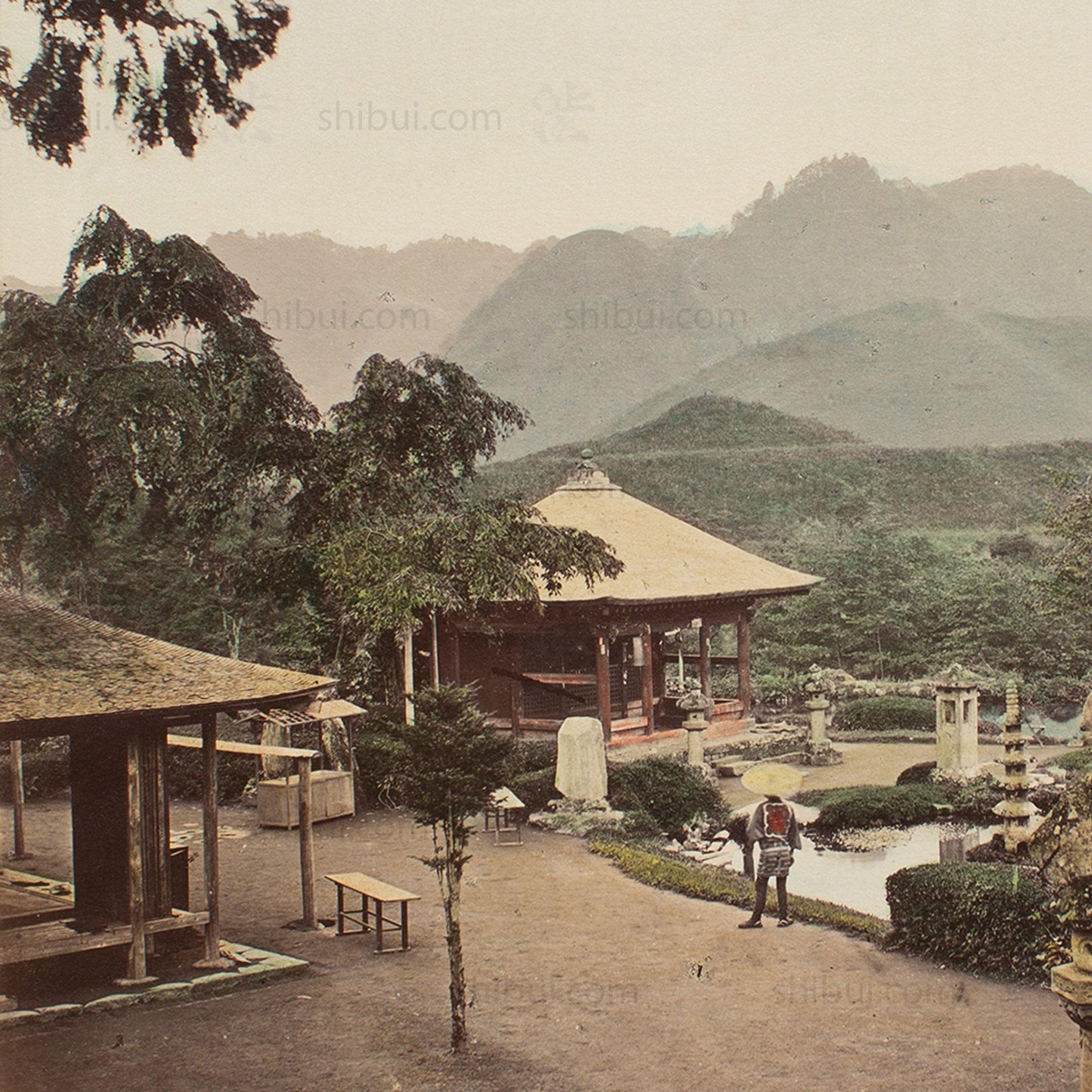 Hand Tinted Albumen of Dainichido Gardens | Antique Japanese Photograph