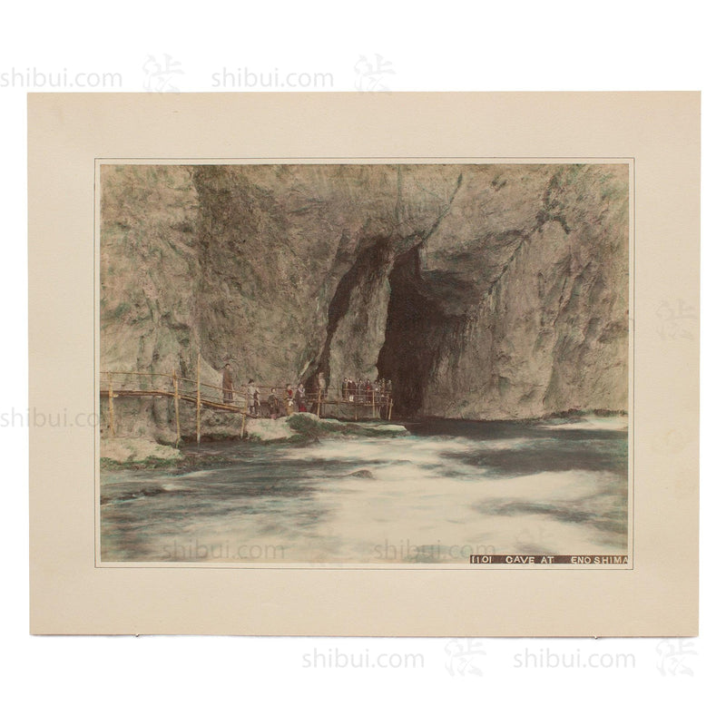 Hand Tinted Albumen of Enoshima Caves | Antique Japanese Photograph