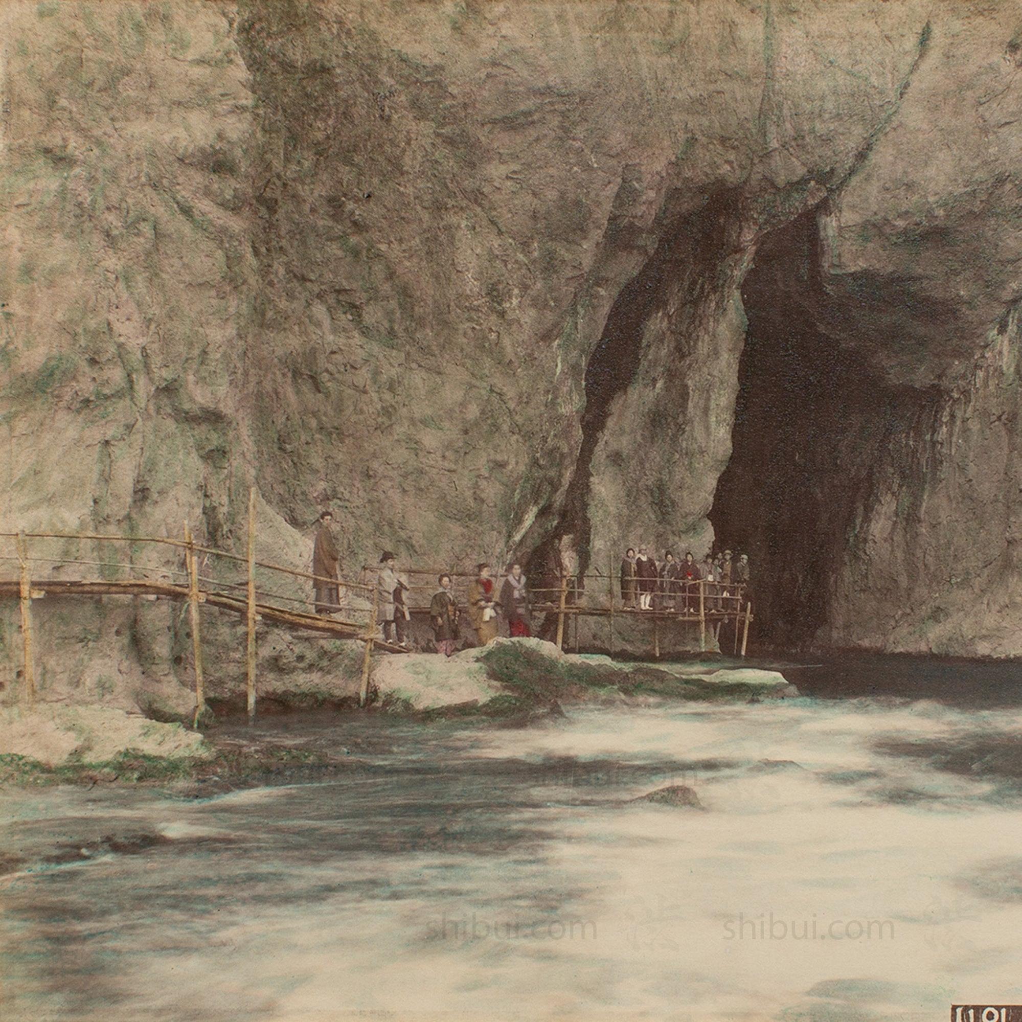 Hand Tinted Albumen of Enoshima Caves | Antique Japanese Photograph