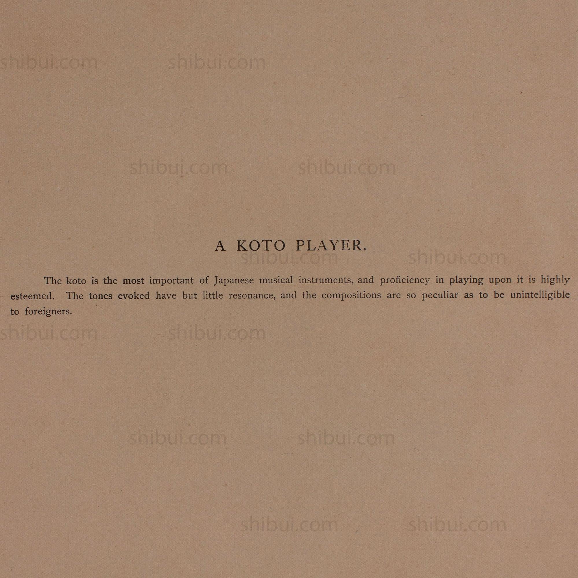 Hand Tinted Albumen of a Koto Player | Antique Japanese Photograph