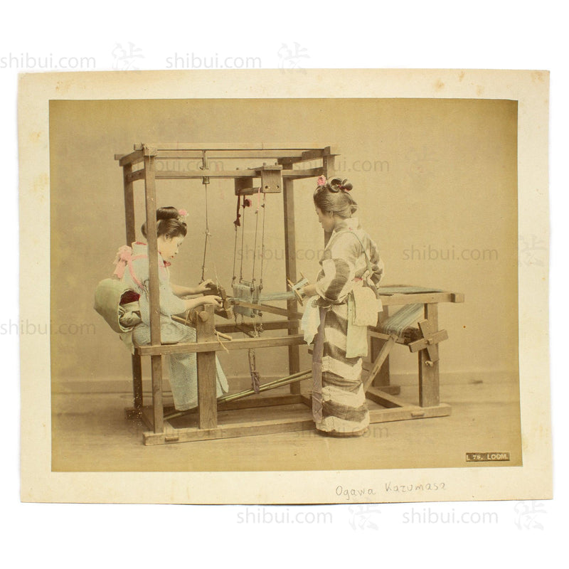 Loom Weavers | Japanese Antique Hand Tinted Albumen Photo