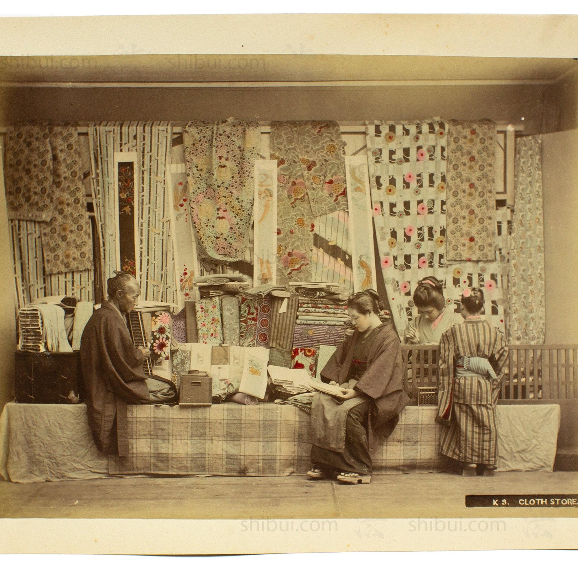 Textile Store | Japanese Antique Hand Tinted Albumen Photo