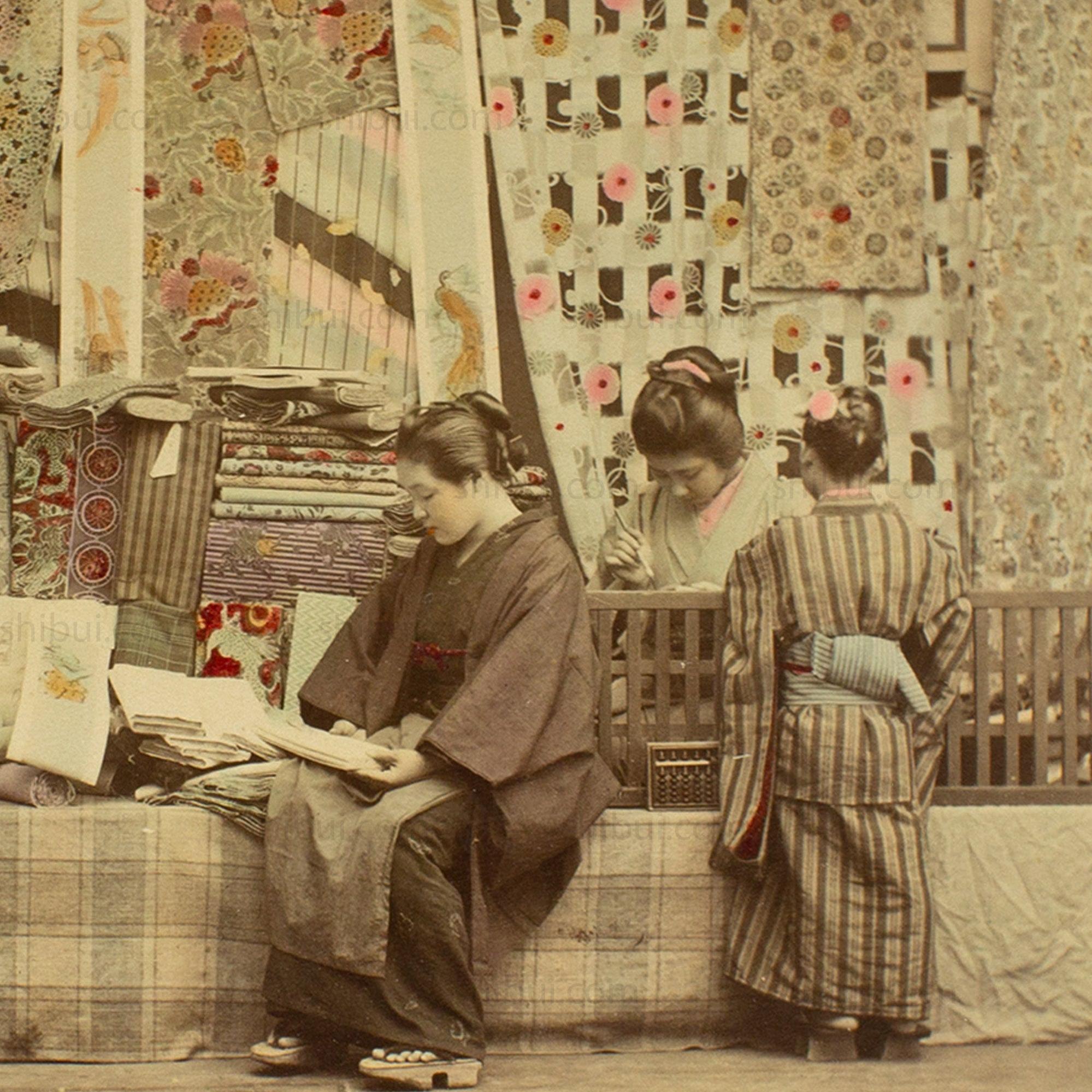 Textile Store | Japanese Antique Hand Tinted Albumen Photo