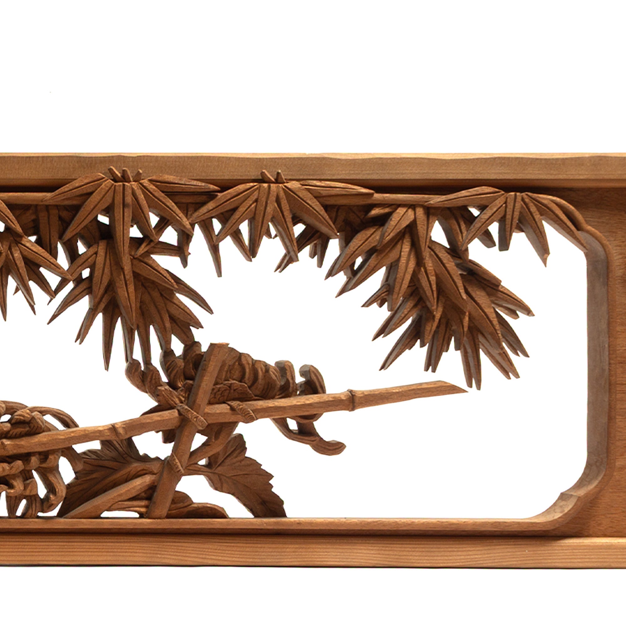 Deeply Caved Ranma Pair | Transom Carving | Japanese Architectural Decor
