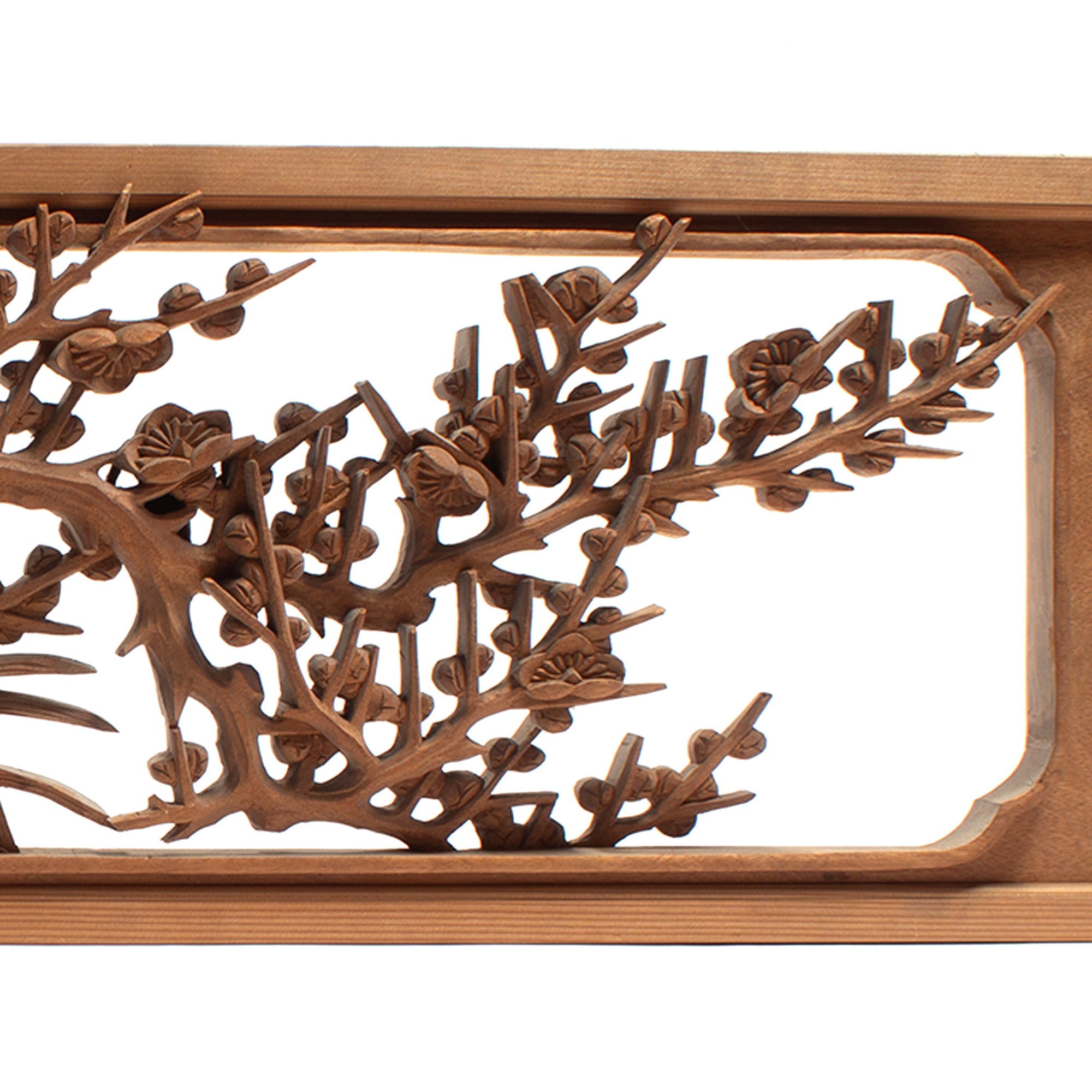 Deeply Caved Ranma Pair | Transom Carving | Japanese Architectural Decor