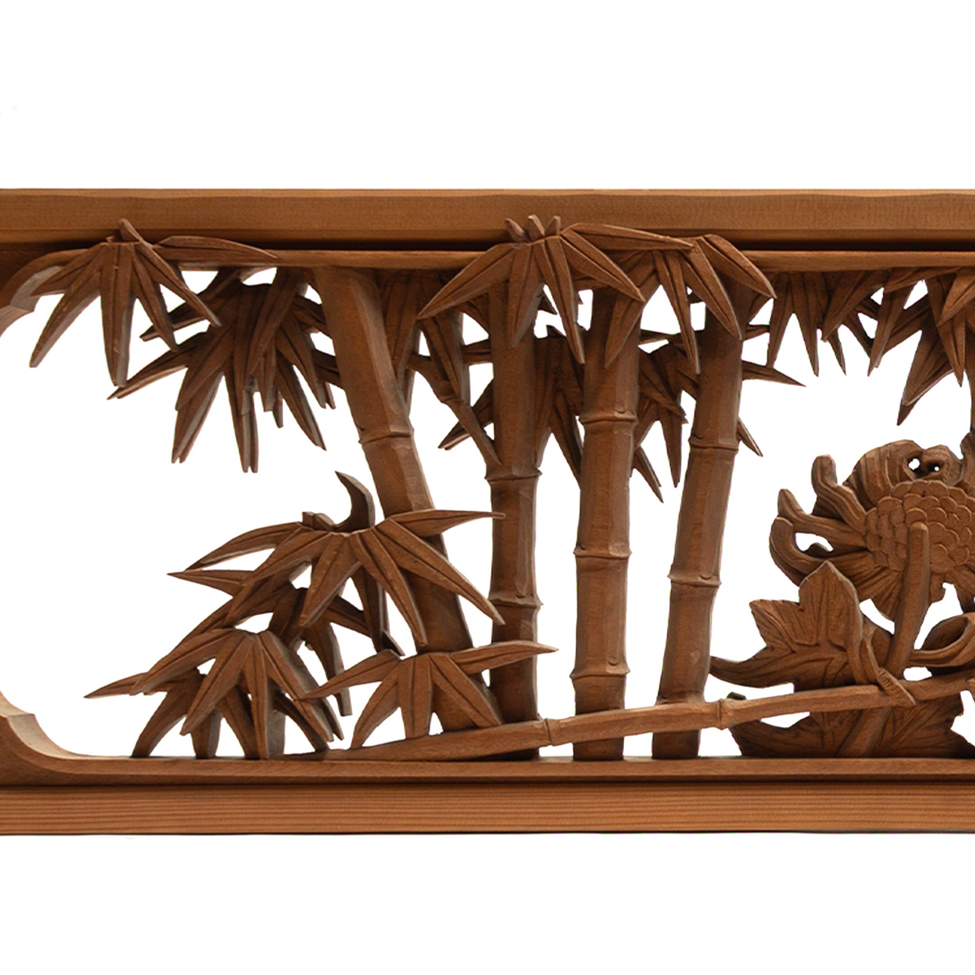 Deeply Caved Ranma Pair | Transom Carving | Japanese Architectural Decor