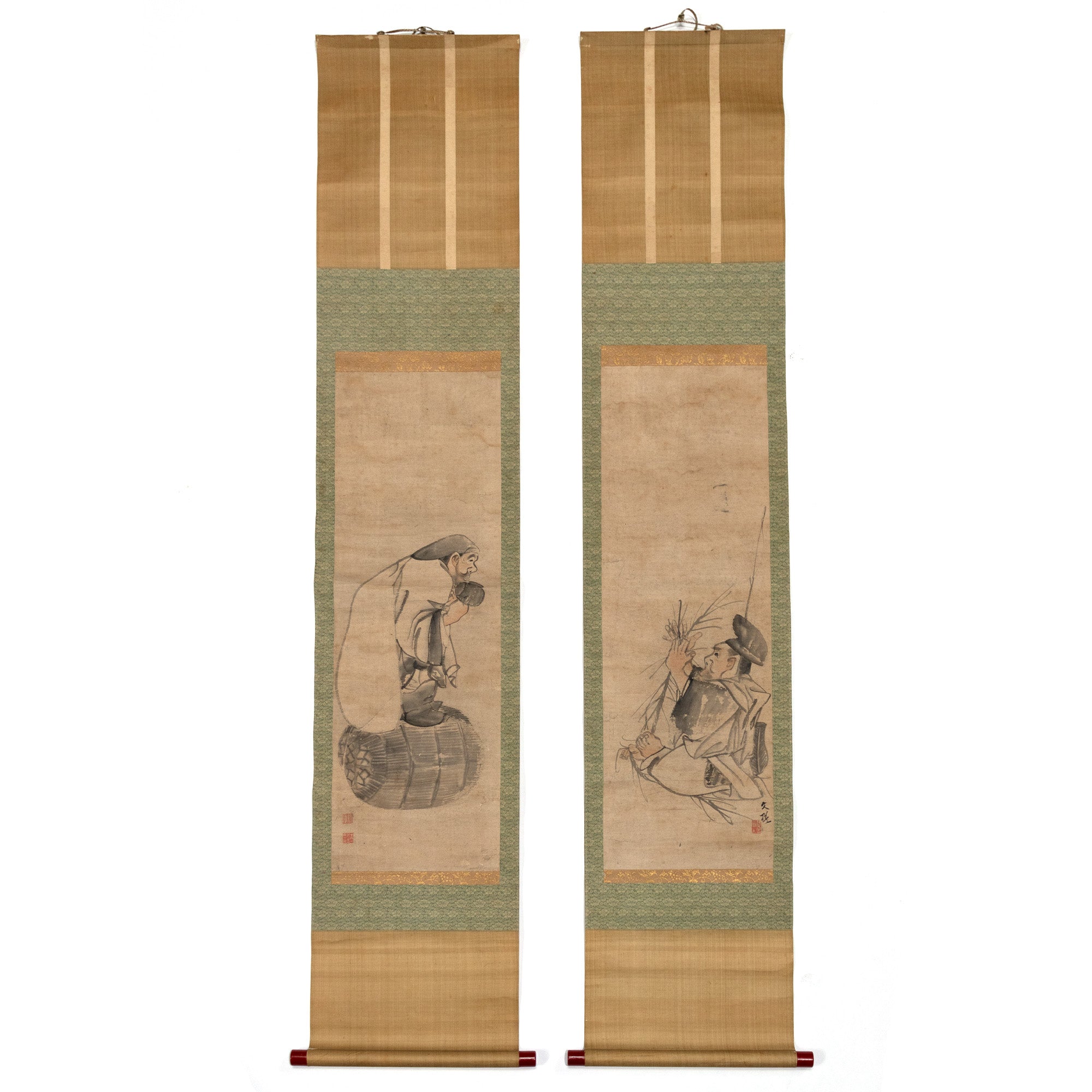 Pair of Scrolls Depicting Daikoku and Ebisu