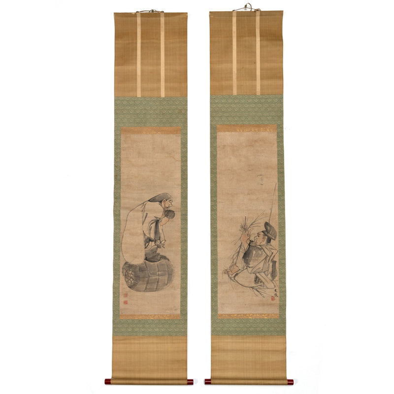 Pair of Scrolls Depicting Daikoku and Ebisu