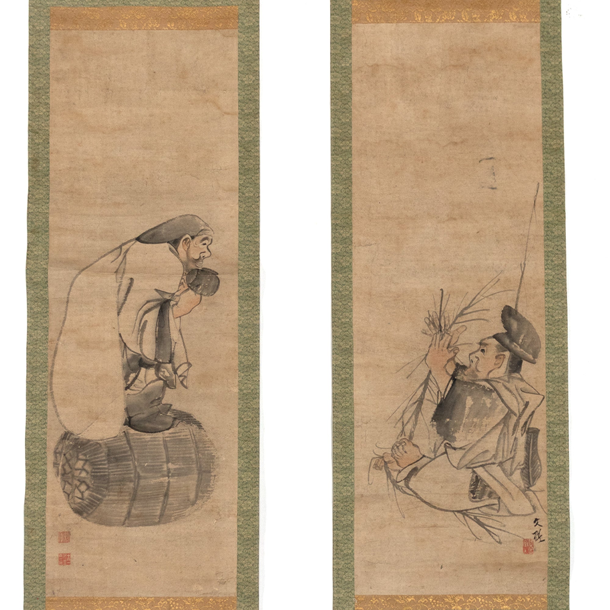 Pair of Scrolls Depicting Daikoku and Ebisu