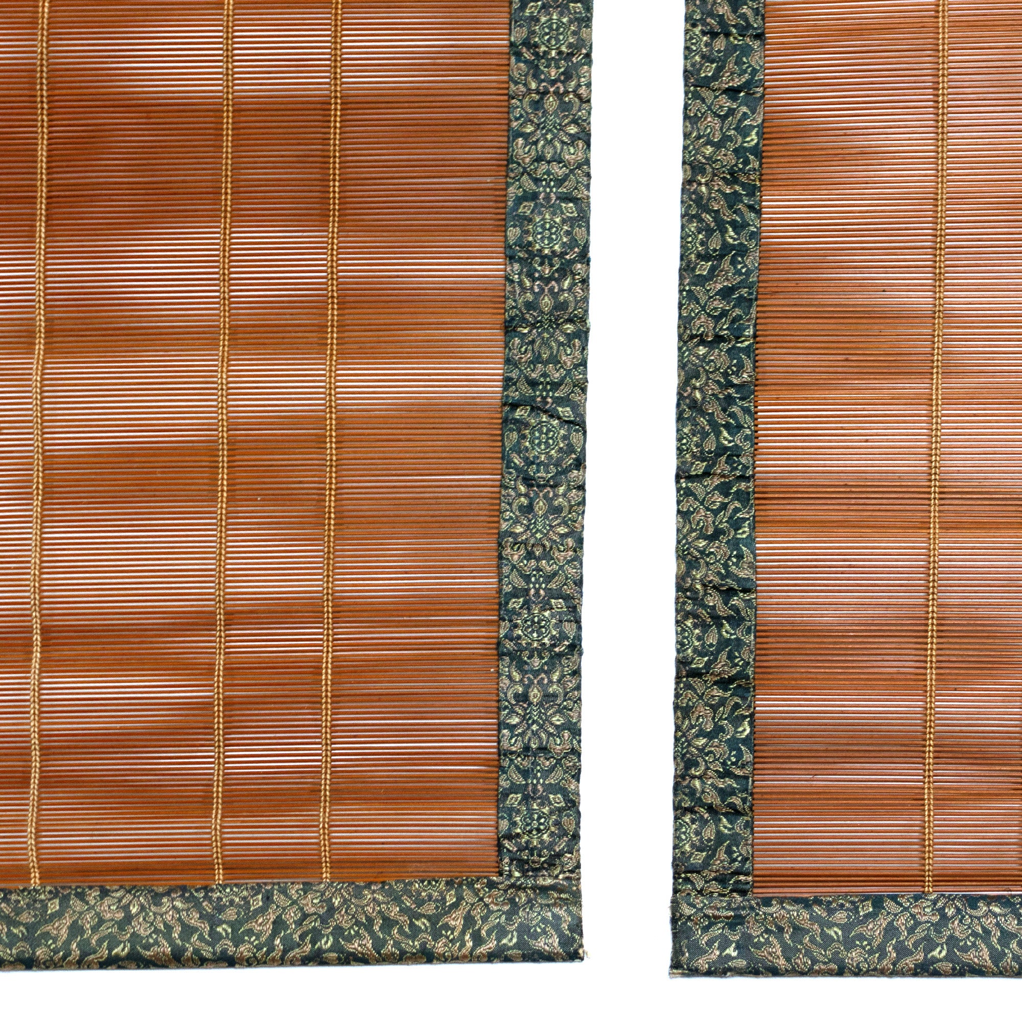 Sudare with Brocade Border| Split Bamboo Blind | Set of 2