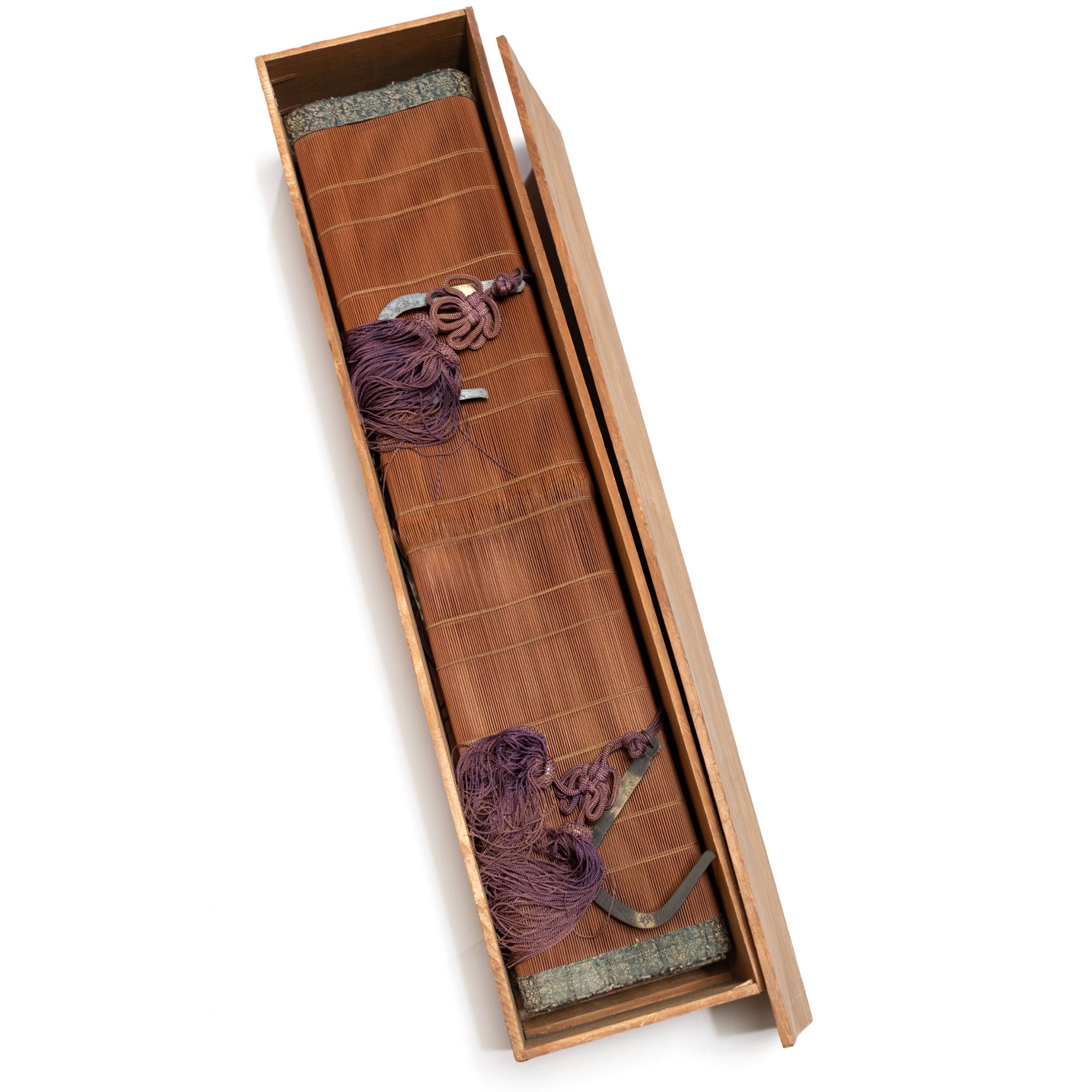 Sudare with Brocade Border| Split Bamboo Blind | Set of 2