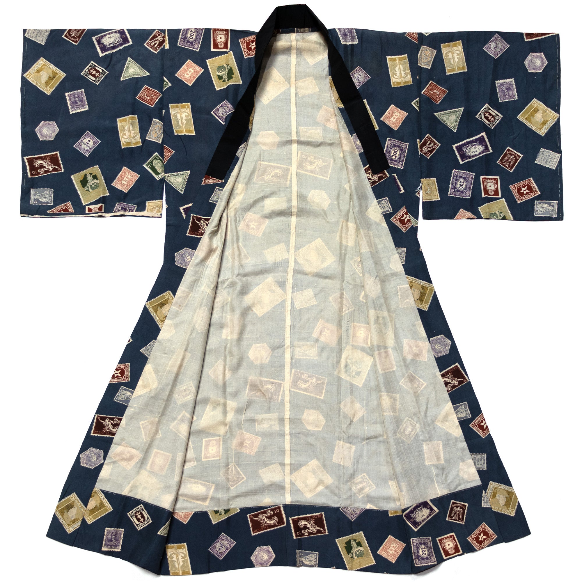 Rare Deco International Stamps Men's Juban Under Kimono