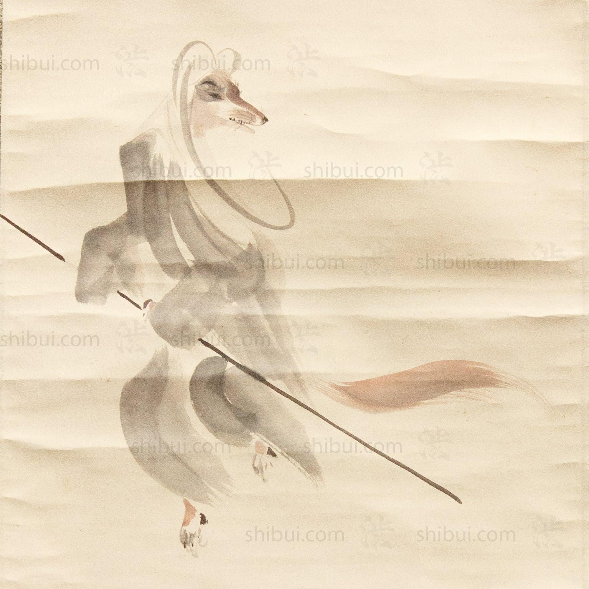 Japanese Fox Priest Hakuzosu Scroll Painting