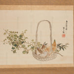 Matsutake and Bamboo Shoots | Foraging Basket Painting | Antique Scroll