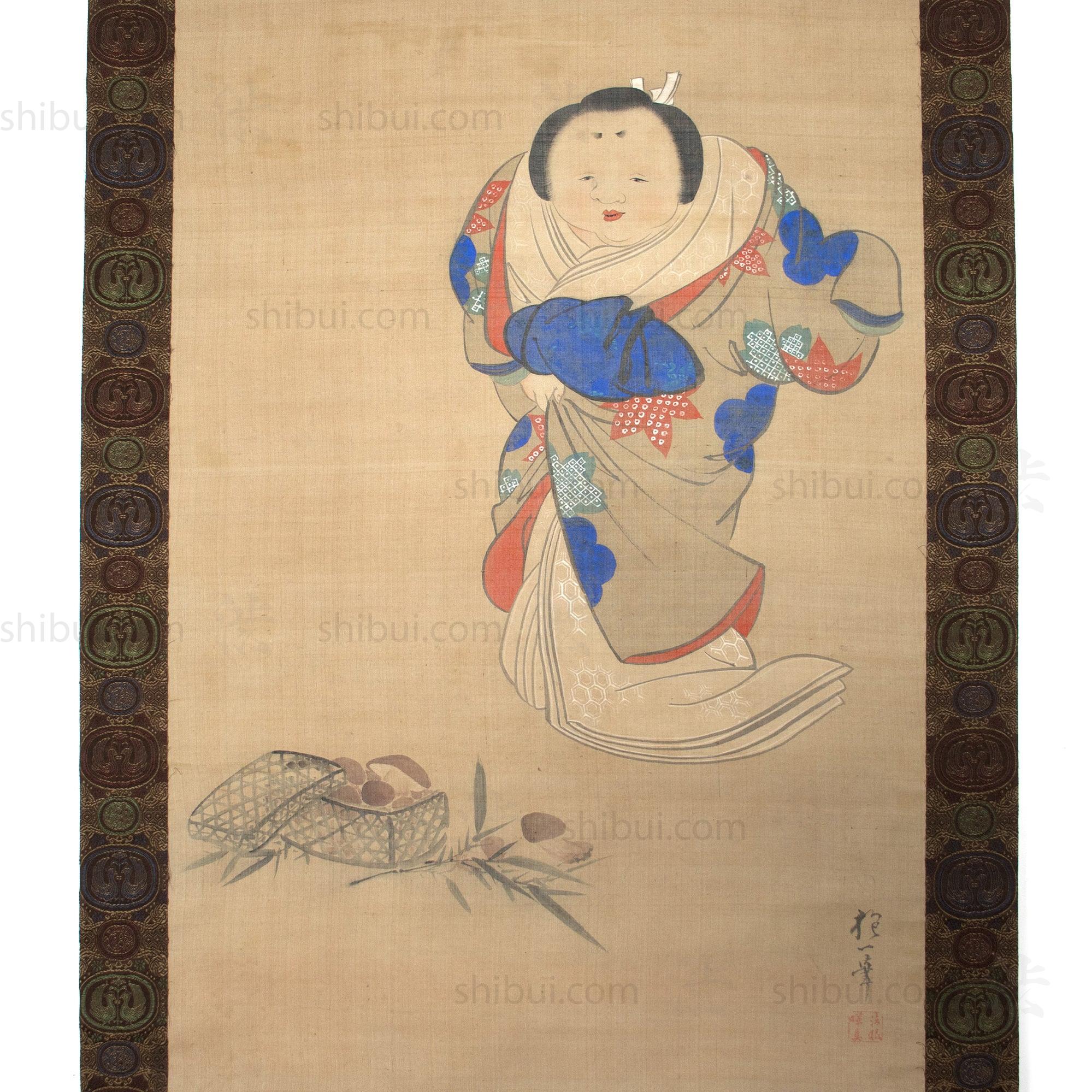 Otogoze (Otafuku) Hanging Scroll Painting of a Woman