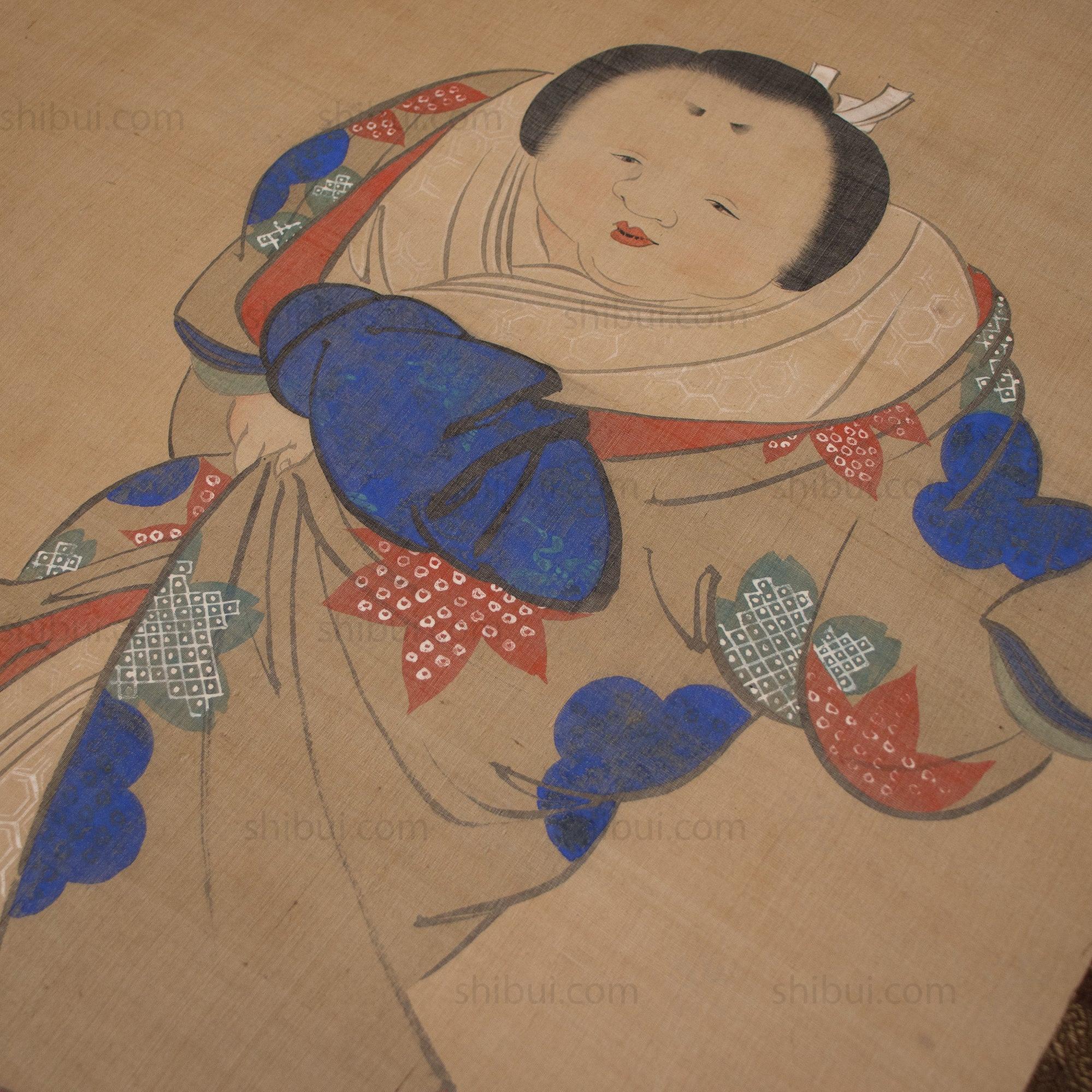 Otogoze (Otafuku) Hanging Scroll Painting of a Woman