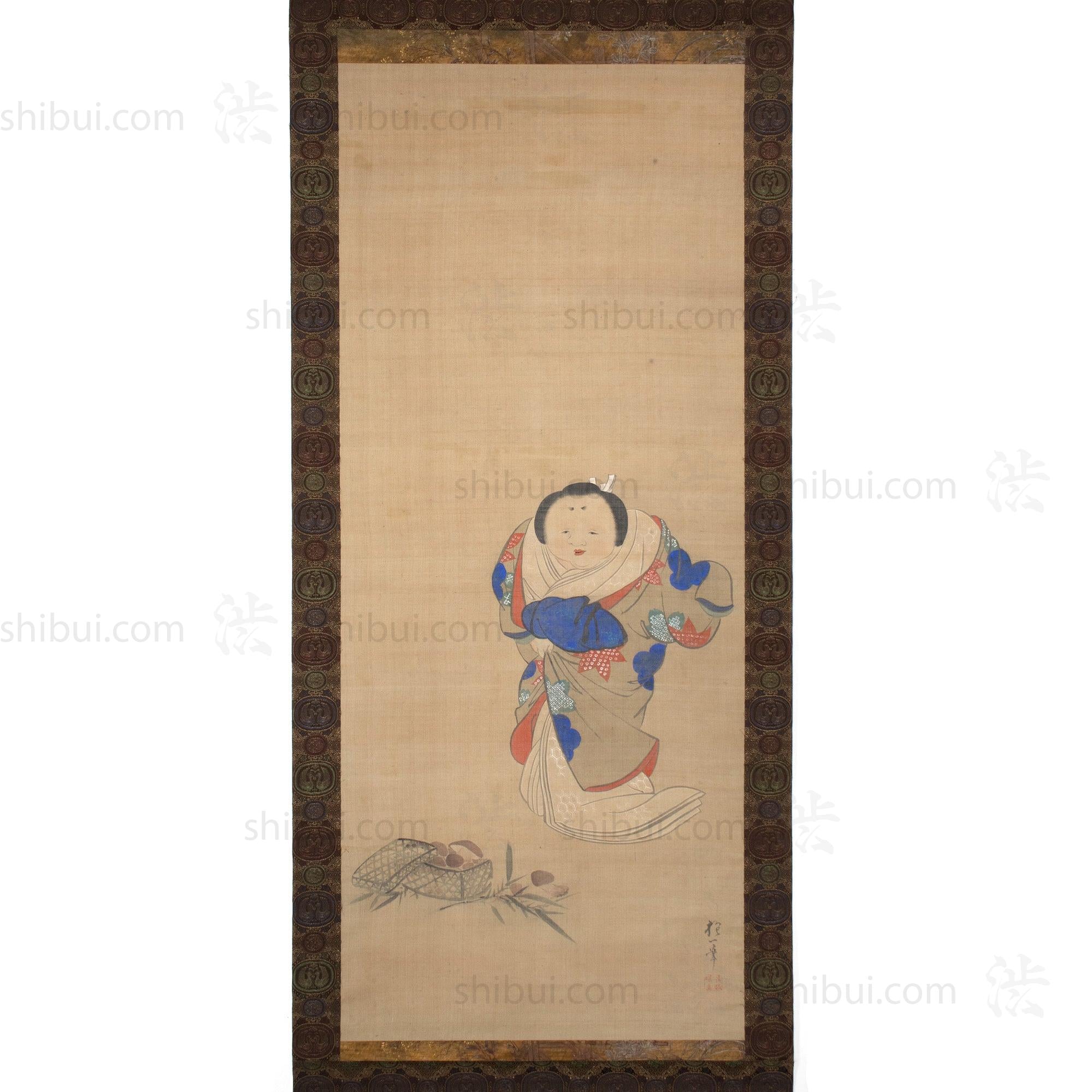 Otogoze (Otafuku) Hanging Scroll Painting of a Woman