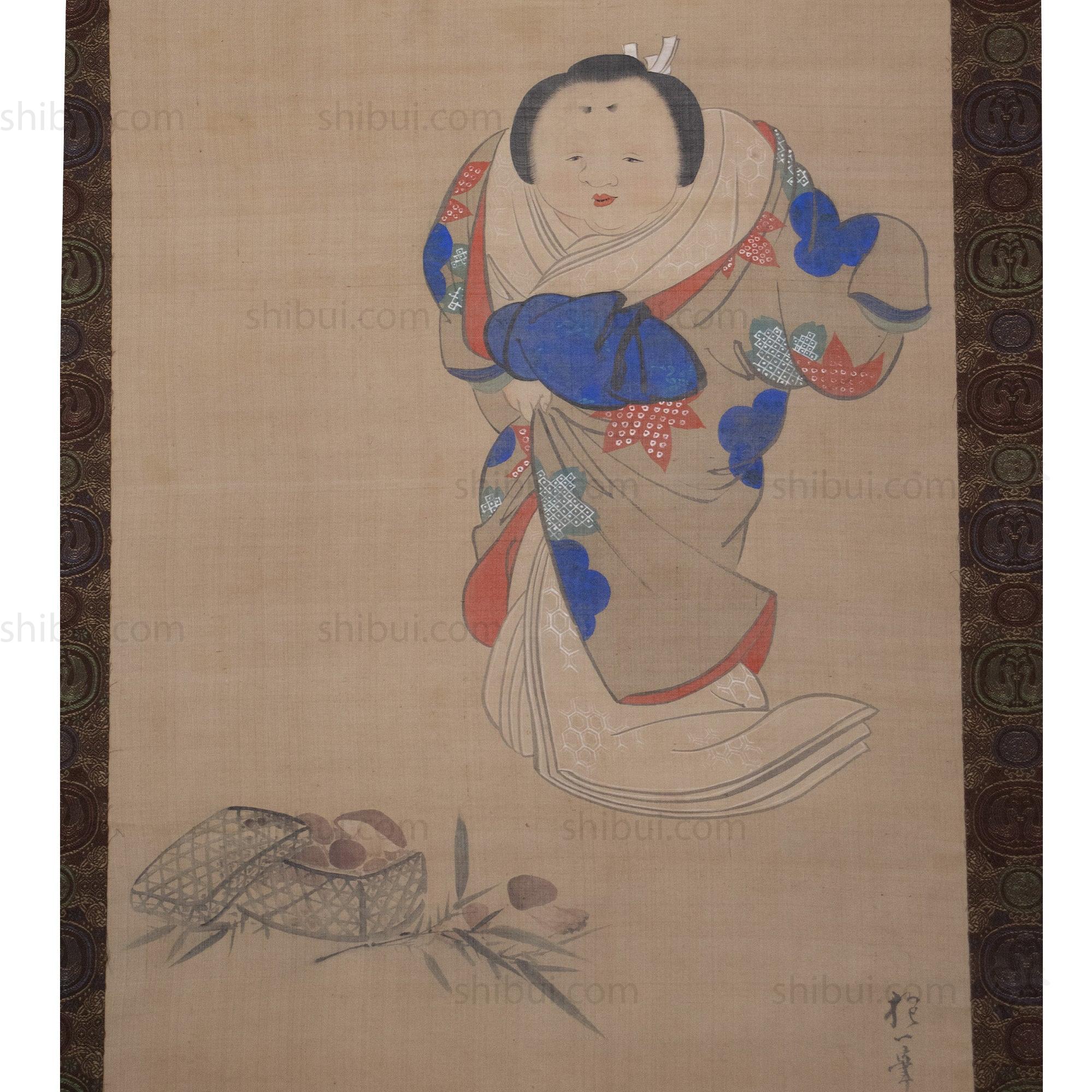 Otogoze (Otafuku) Hanging Scroll Painting of a Woman