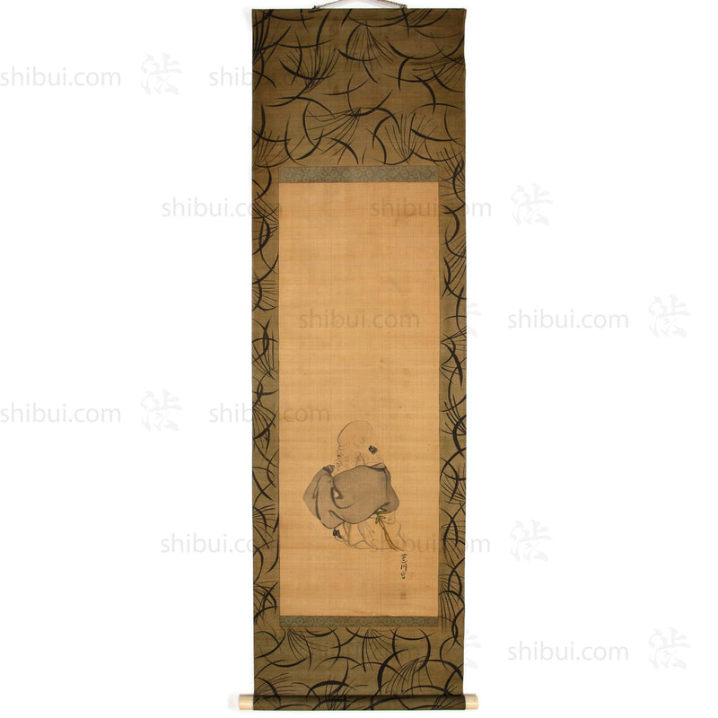 Antique Japanese Scroll of the Lucky God Jurojin