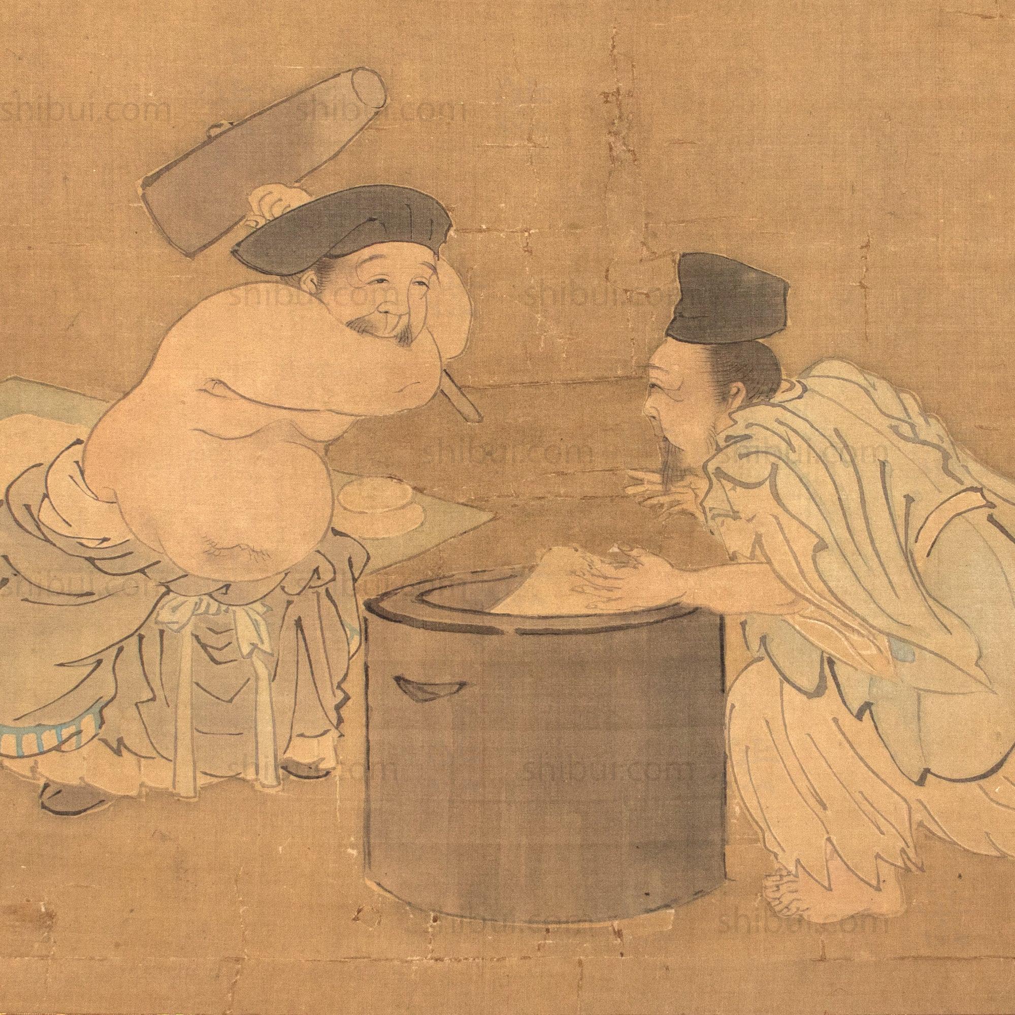 Antique Daikoku & Ebisu Scroll Painting | Lucky Gods