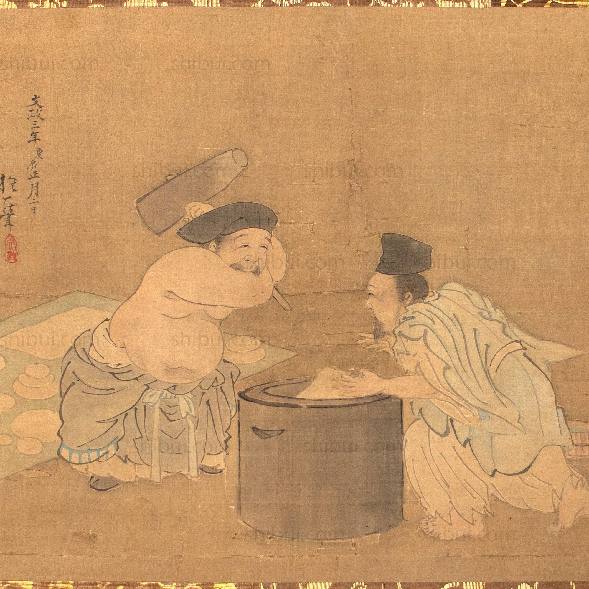 Antique Daikoku & Ebisu Scroll Painting | Lucky Gods