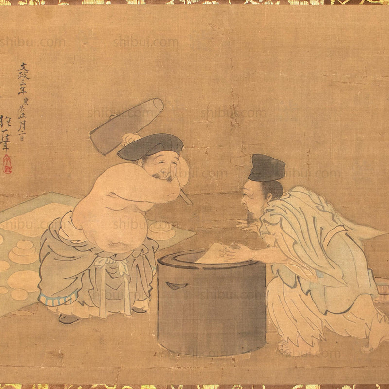 Antique Daikoku & Ebisu Scroll Painting | Lucky Gods