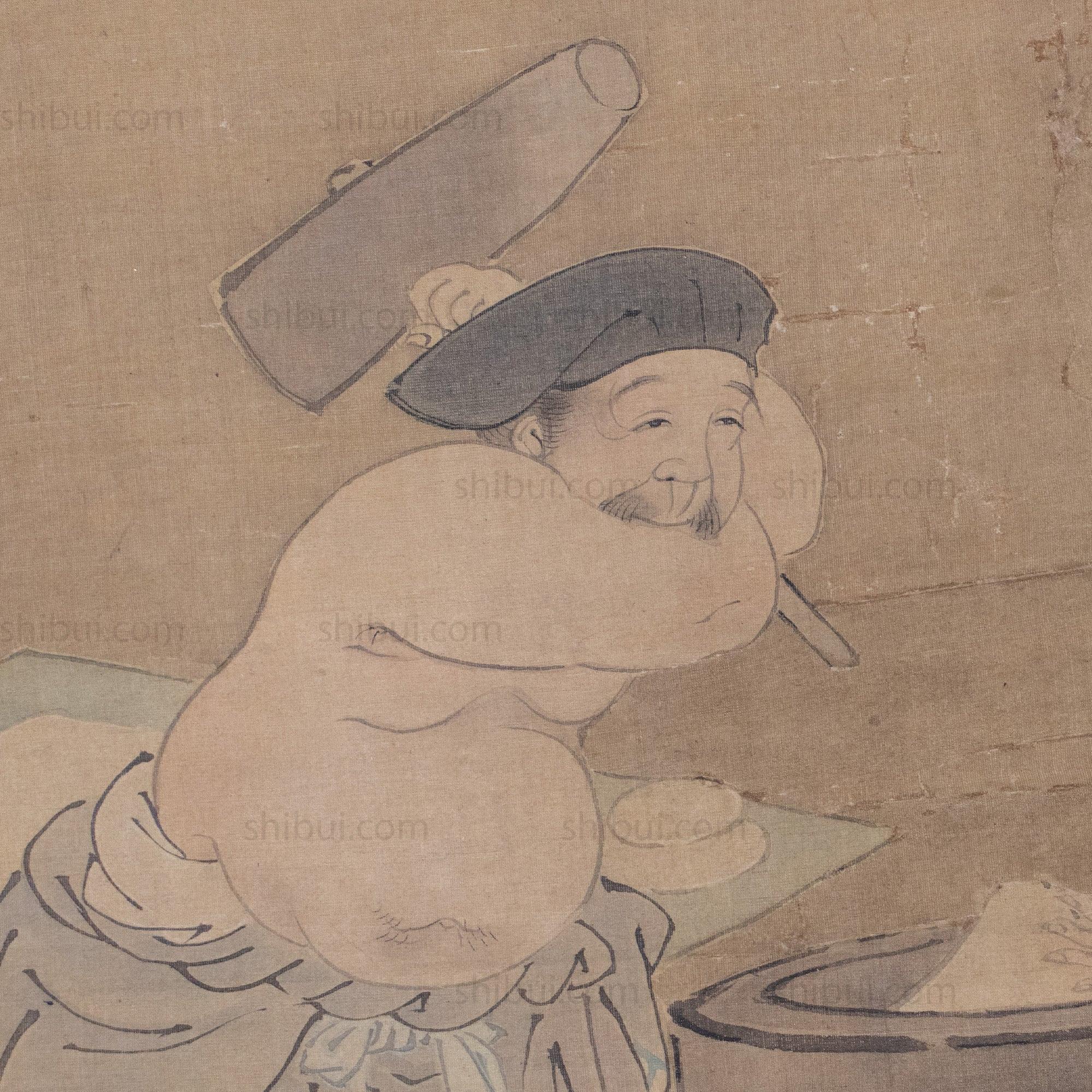 Antique Daikoku & Ebisu Scroll Painting | Lucky Gods