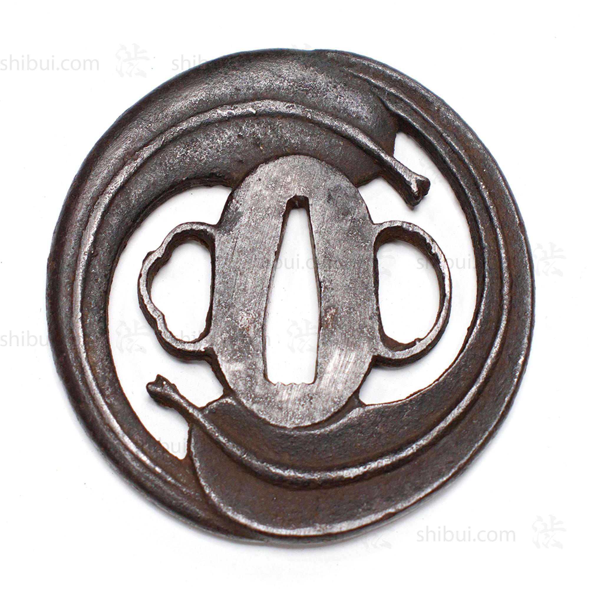 Bamboo Leaf Forged Iron Tsuba Sword Guard